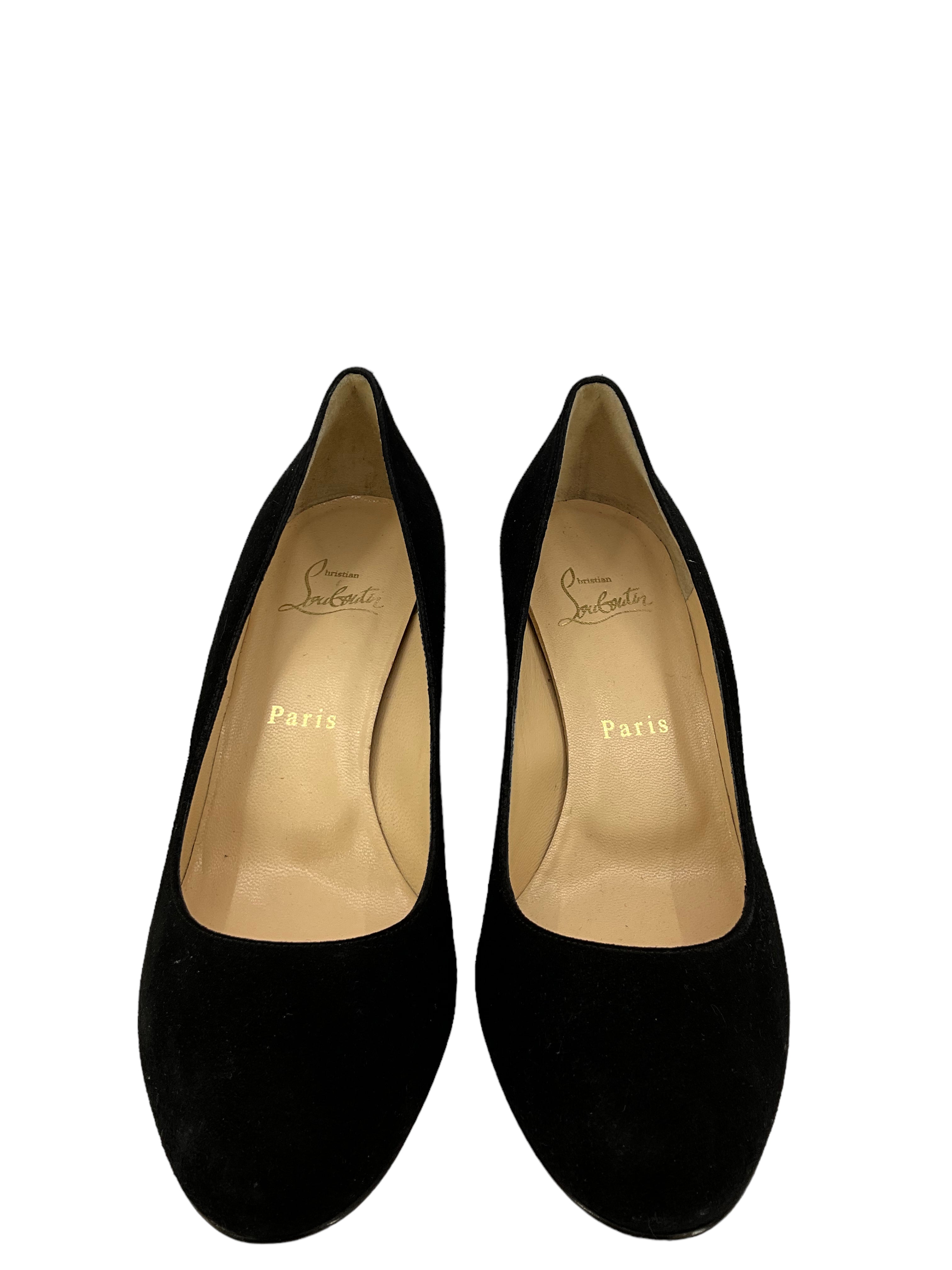 Christian Louboutin Black Suede Pumps Women's Size 7.5 - Luxury High Heels for Weddings, Parties & Special Occasions