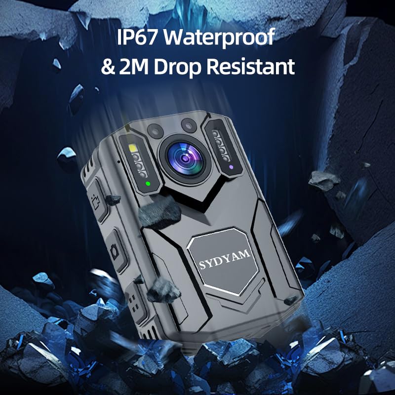 SYDYAM 1440P HD 256GB Police Body Camera with Audio Recording & Night Vision, 2K Wearable Camcorder for Law Enforcement, Security Guards, Cycling, Hiking, Meetings - Long Battery Life (10-12 Hours) for Daily Patrols and Outdoor Activities