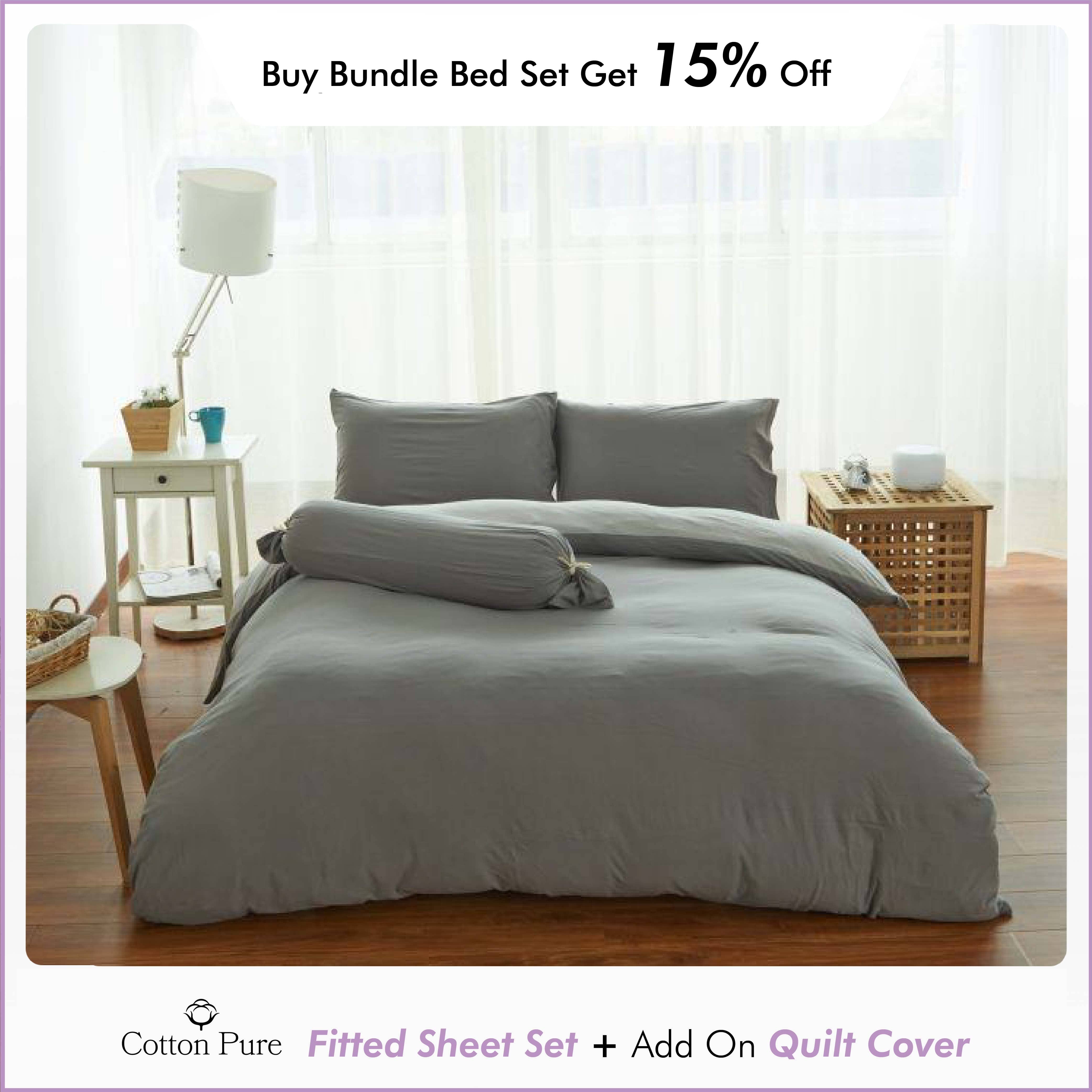 Premium 100% Cotton Fitted Sheet Set - Soft Jersey Knit, Ash Grey - Perfect for Bedroom, Guest Room & Dorm Essentials