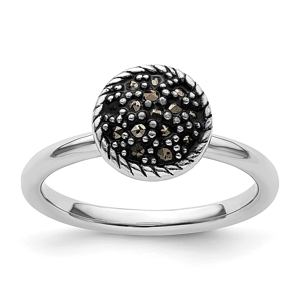 925 Sterling Silver Marcasite Band Ring - Stackable Gemstone Jewelry for Women | Elegant Gift for Her | Perfect for Everyday Wear, Parties & Special Occasions