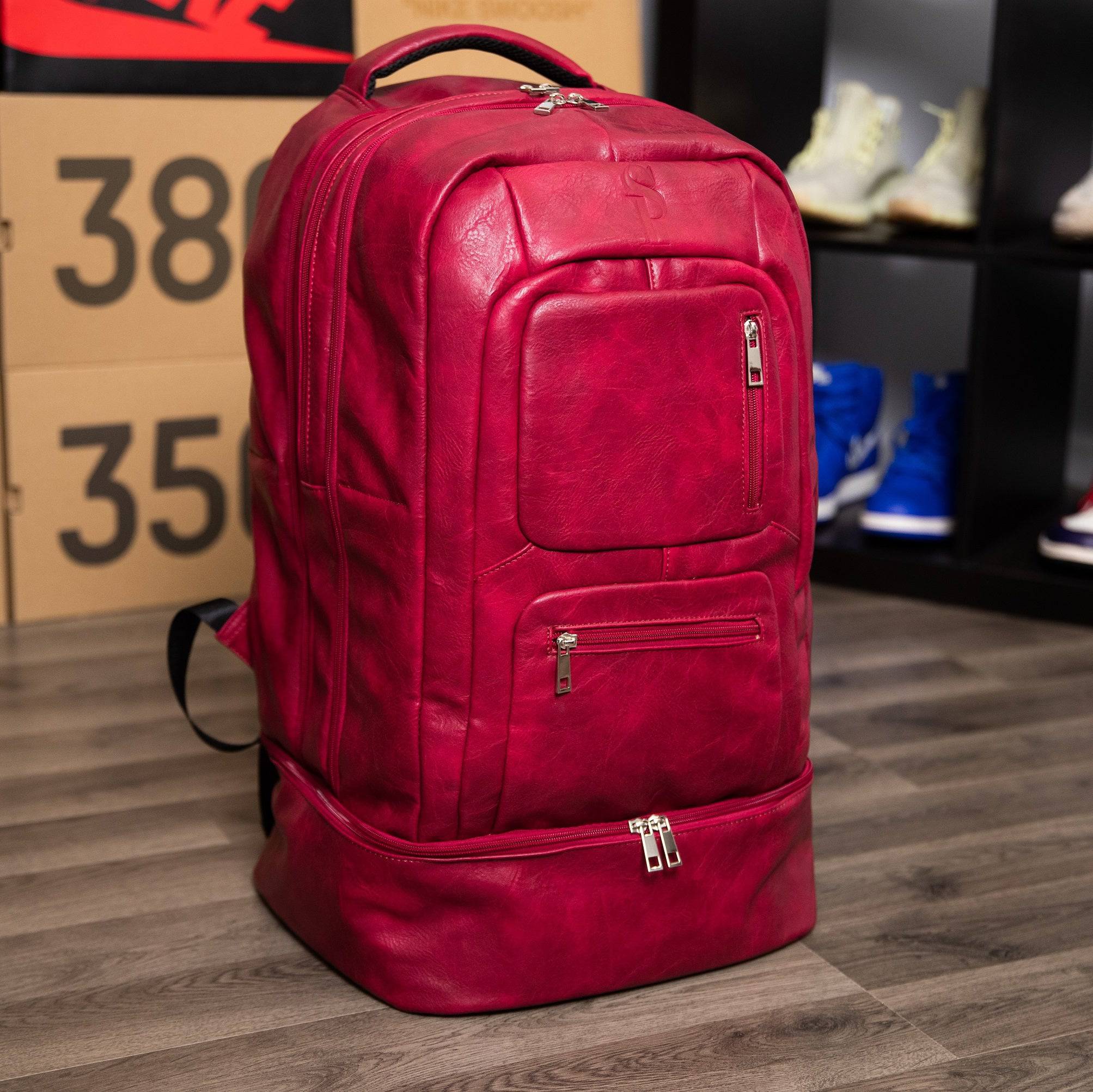 Premium Maroon Leather Carry-On Backpack - Patented Signature Design for Travel & Business - Perfect for Airplane, Commute & Weekend Getaways