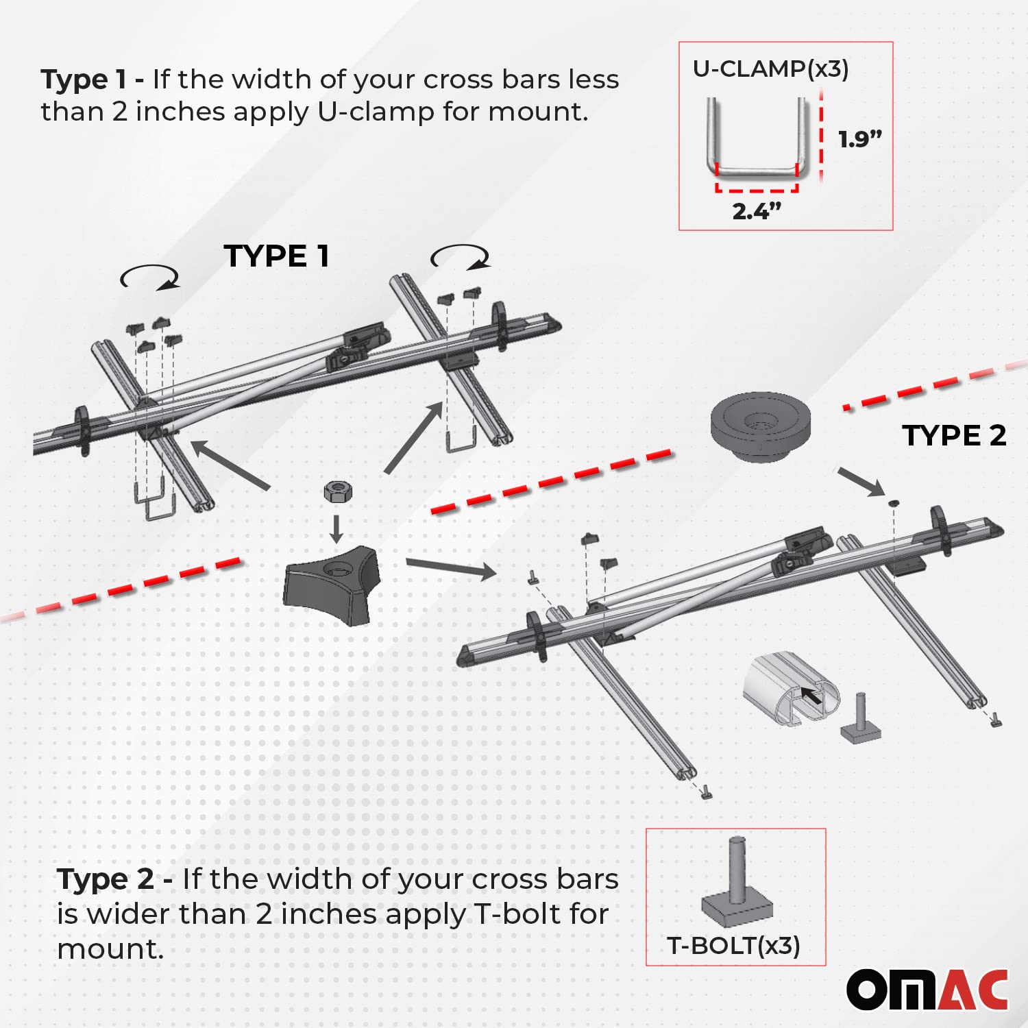 OMAC 3-Piece Gray Bike Rack Carrier Roof Racks Set - Compatible with VW Jetta SportWagen 2011-2014 Models | Perfect for Road Trips, Cycling Adventures & Outdoor Activities