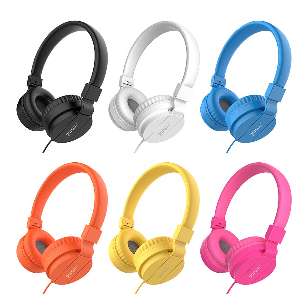 Gorsun Kids Headphones - Lightweight Wired Toddler Headset for Smartphones & Tablets - Yellow (Perfect for Learning & Travel)
