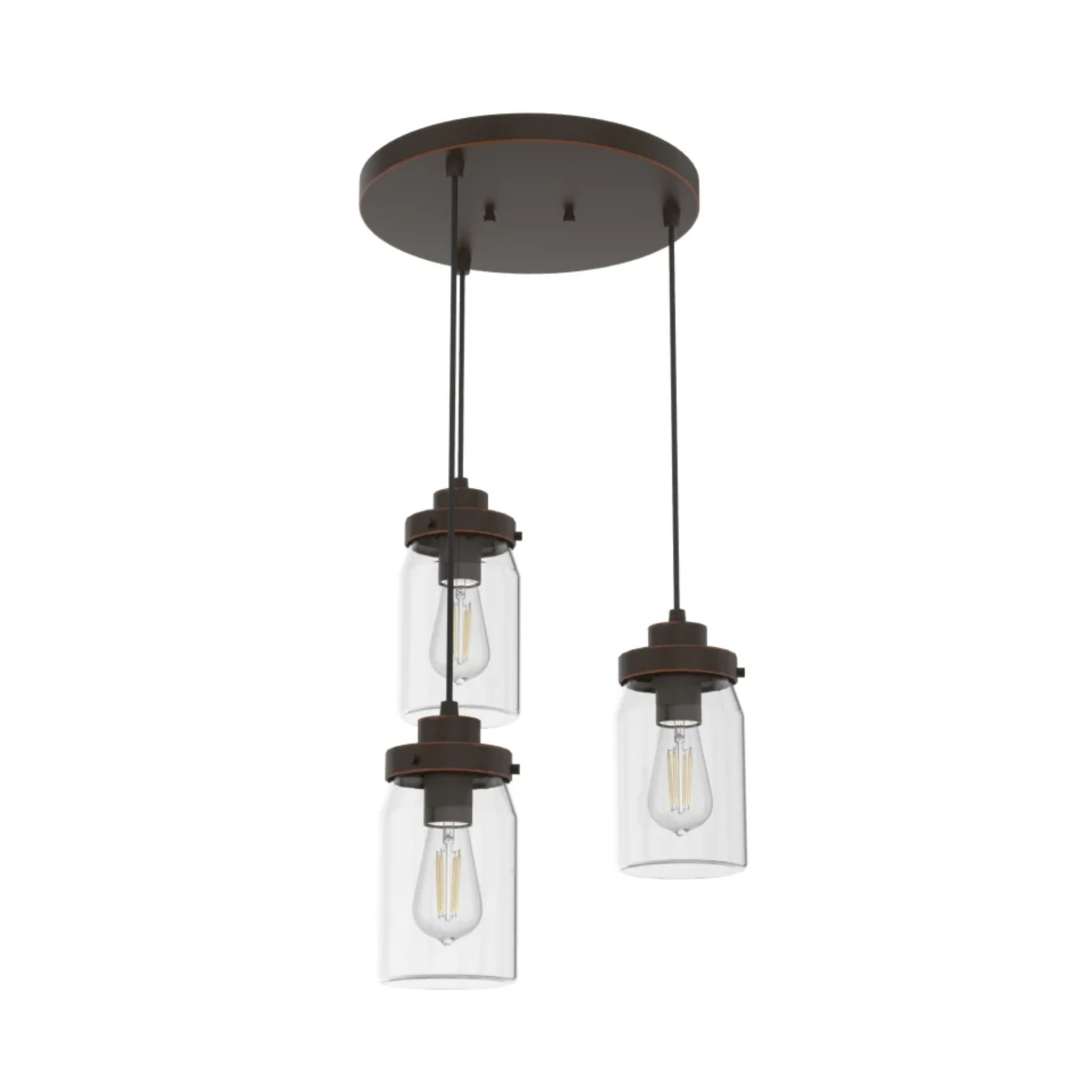 Hunter Devon Park 3-Light Onyx Bengal Chandelier - Elegant Ceiling Lighting Fixture for Dining Room, Bedroom, or Living Room Decor
