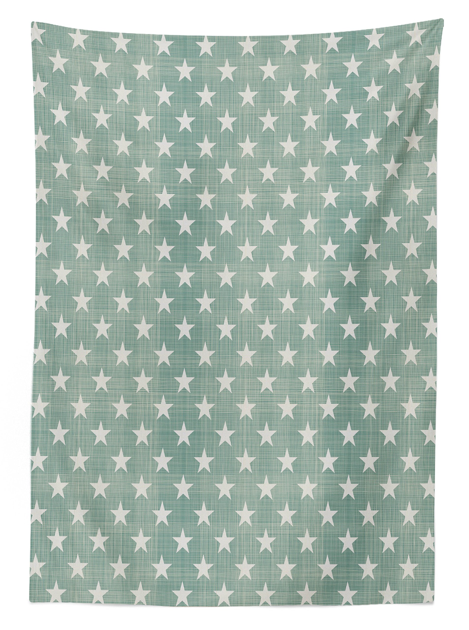 Ambesonne Modern Outdoor Tablecloth - Stars & Plaid Pattern, Classic Style Washable Picnic Table Cover, 58