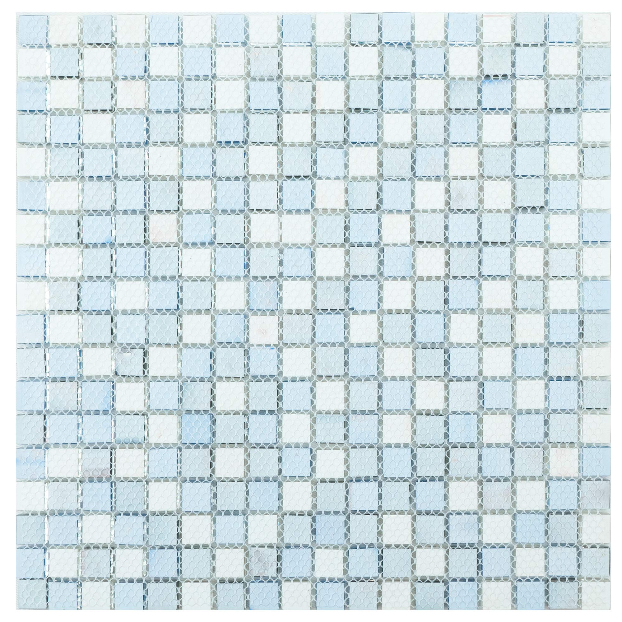 Blue & Black & White Glass Mini Dot Penny Square Mosaic Tile Sheet - 10 Pack for DIY Backsplash, Bathroom Wall, and Kitchen Decor