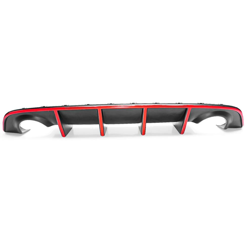 IKON MOTORSPORTS Front Bumper Lip Spoiler & Rear Diffuser Kit for 2015-2023 Dodge Charger SRT | Factory Style Design with Red Reflective Tape | Aggressive Styling Upgrade for Street & Track Performance