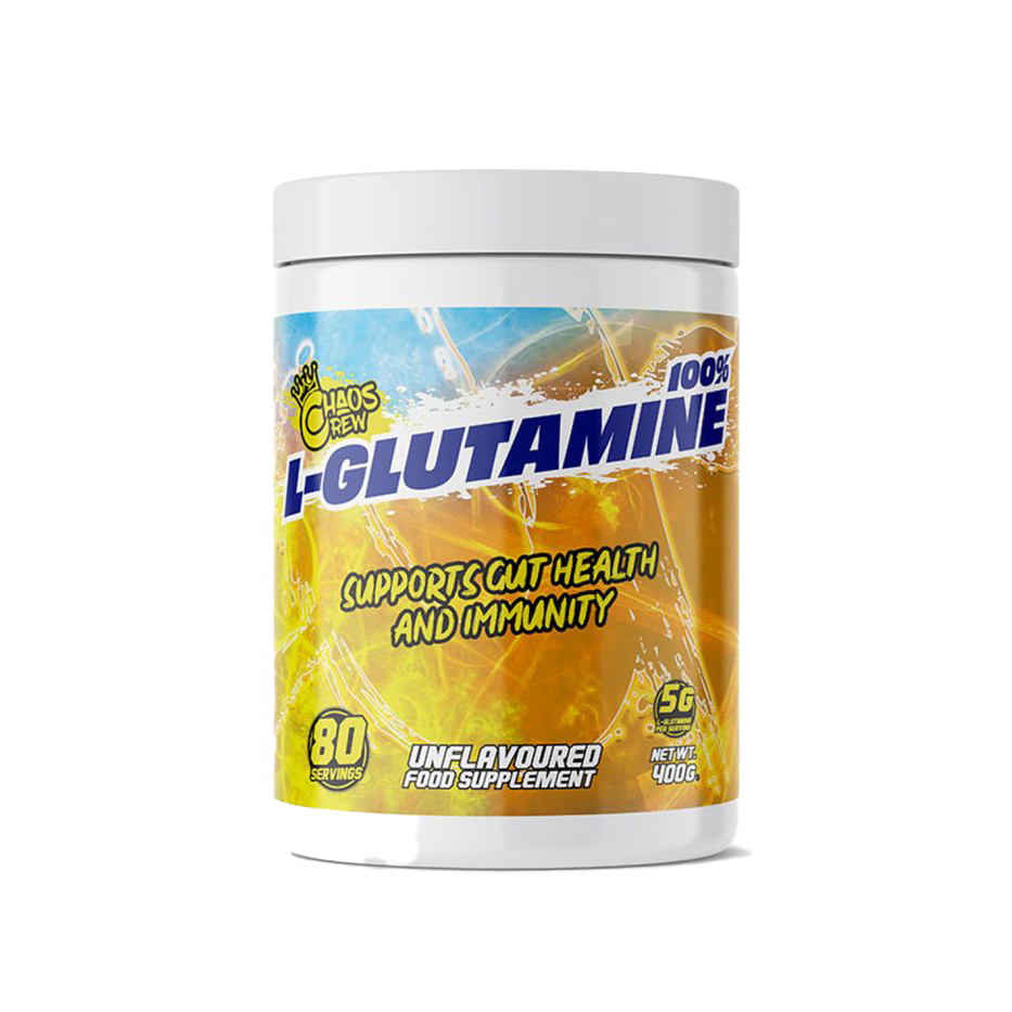Chaos Crew 100% Pure L-Glutamine Powder - 80 Servings, Unflavored | Muscle Recovery & Immune Support for Athletes & Fitness Enthusiasts