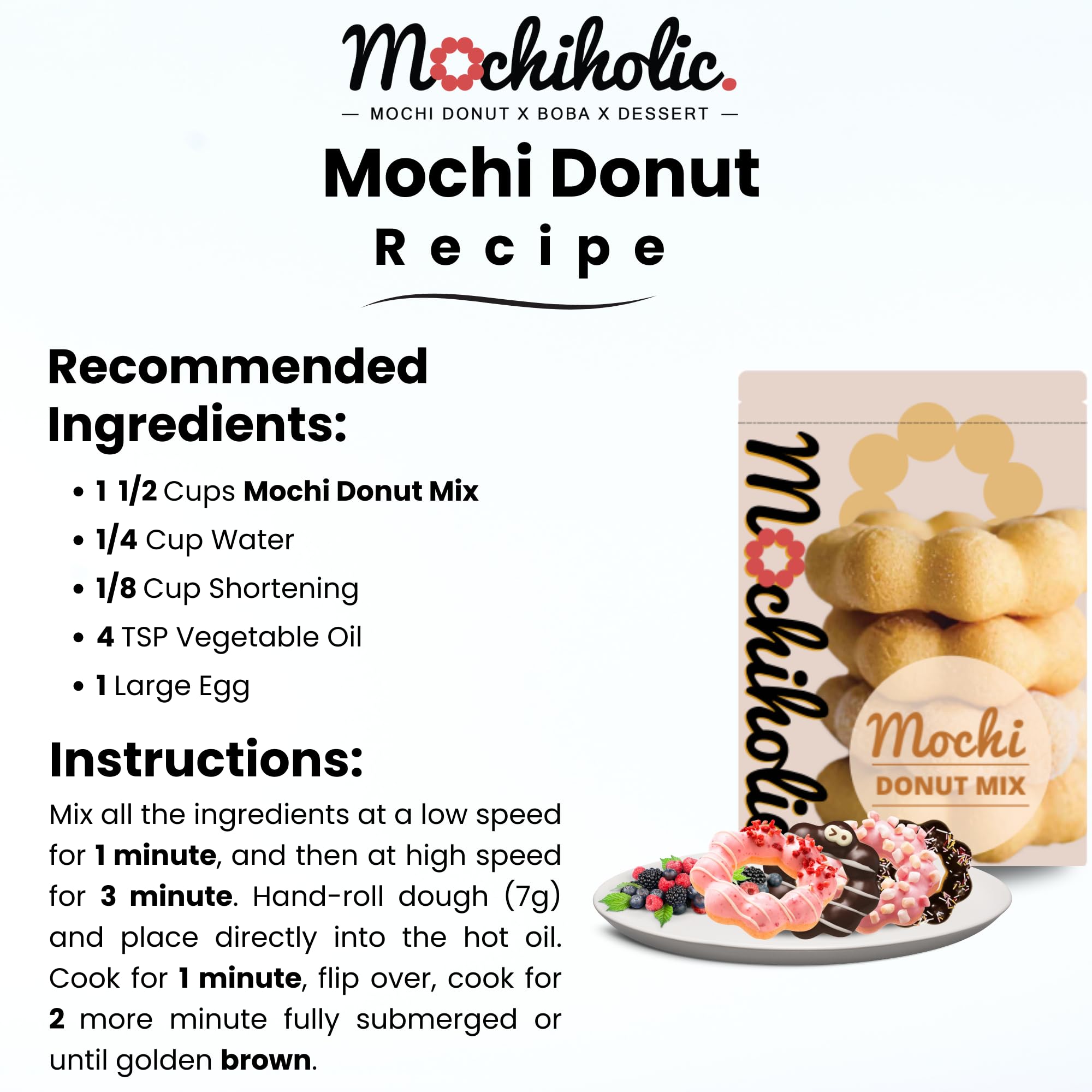 Low Calorie Donut Mix & Mochi Mix with Rice Flour - Healthy Snack Pack (12 oz) | Essential Nutrients, Sugar Free Option | Perfect for Breakfast, Desserts & Keto Diet