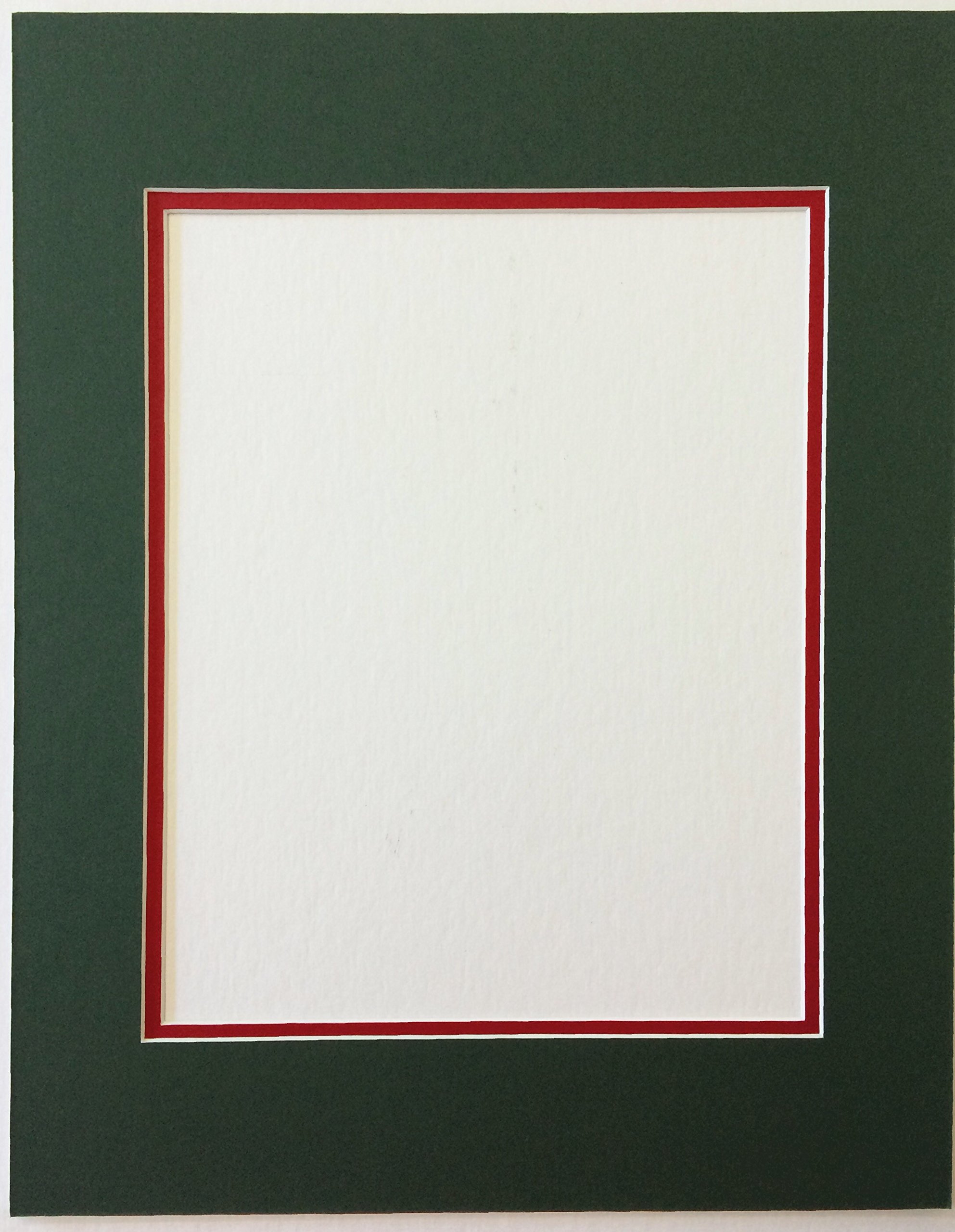16x20 Double Picture Mat - Green & Bright Red Bevel Cut for 11x14 Photos | Perfect for Framing Family Portraits, Wedding Pictures & Artwork Displays