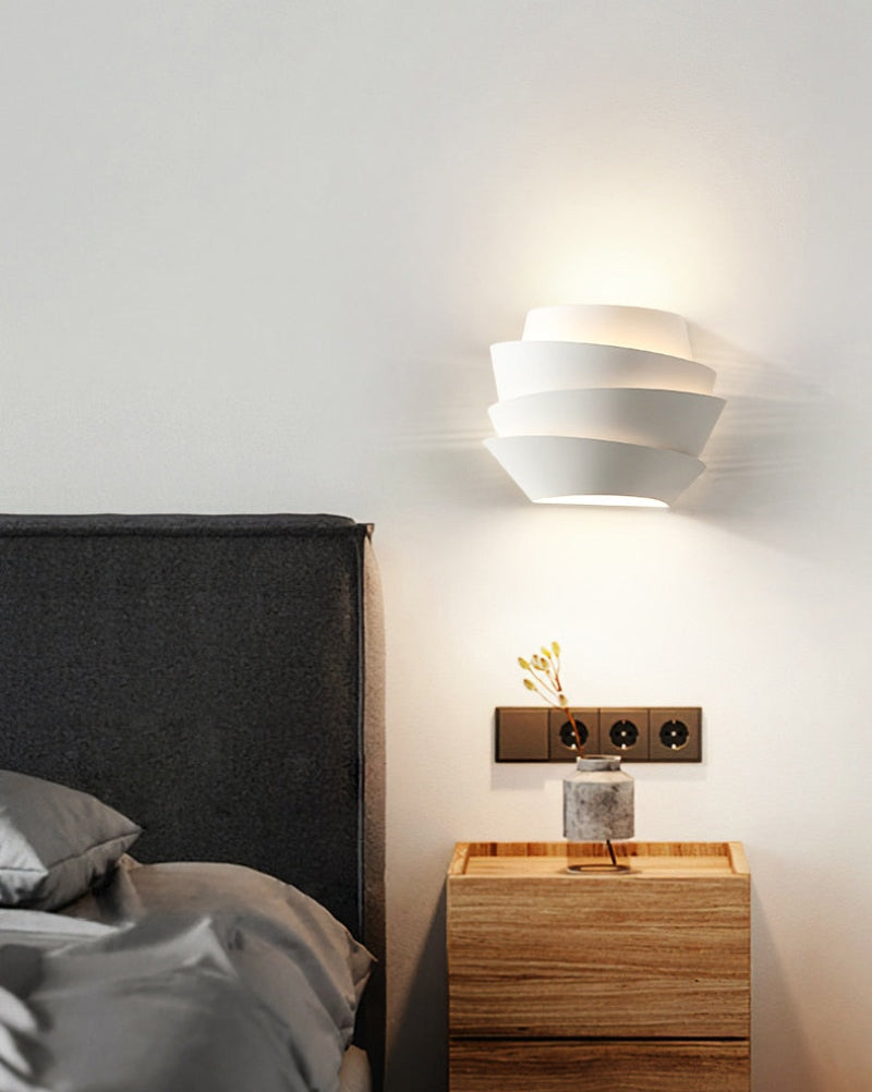 Modern White Space LED Wall Lamp - Dimmable Ambient Lighting for Bedroom, Living Room & Office Decor
