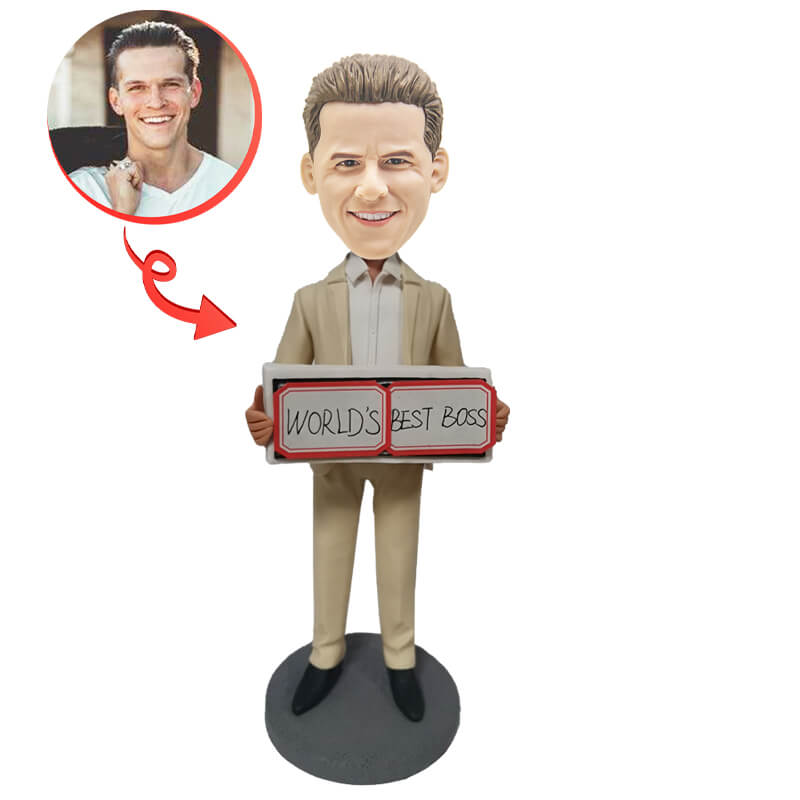 Best Boss in the World Custom Bobblehead - Personalized Caricature Gift for Office, Retirement & Appreciation - Perfect for Desk Decor & Corporate Events