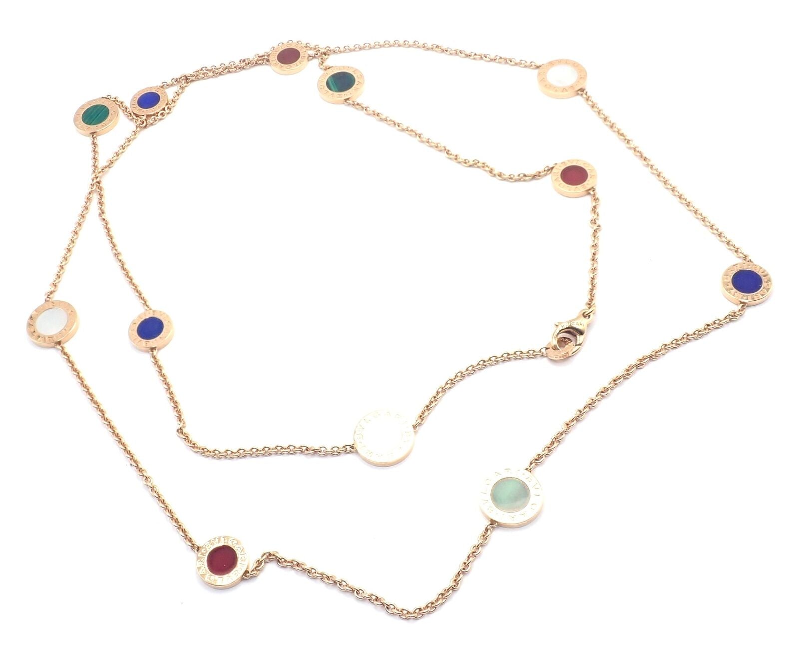 Authentic Bvlgari 18k Rose Gold Multi-Gemstone 38