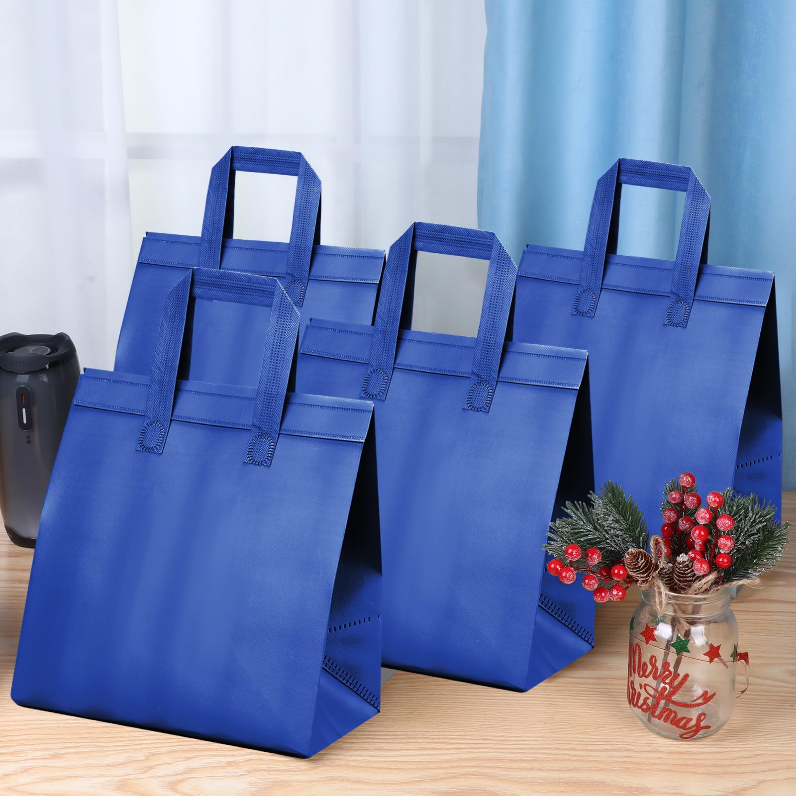 200 Pcs Insulated Take Out Bags Bulk - Thermal Insulation Disposable Cooler Bags 10.24x11.02x6.69 Inch for Food Delivery, Grocery, Lunch, Hot & Cold Food Storage - Perfect for Restaurants, Catering & Meal Prep (Blue)
