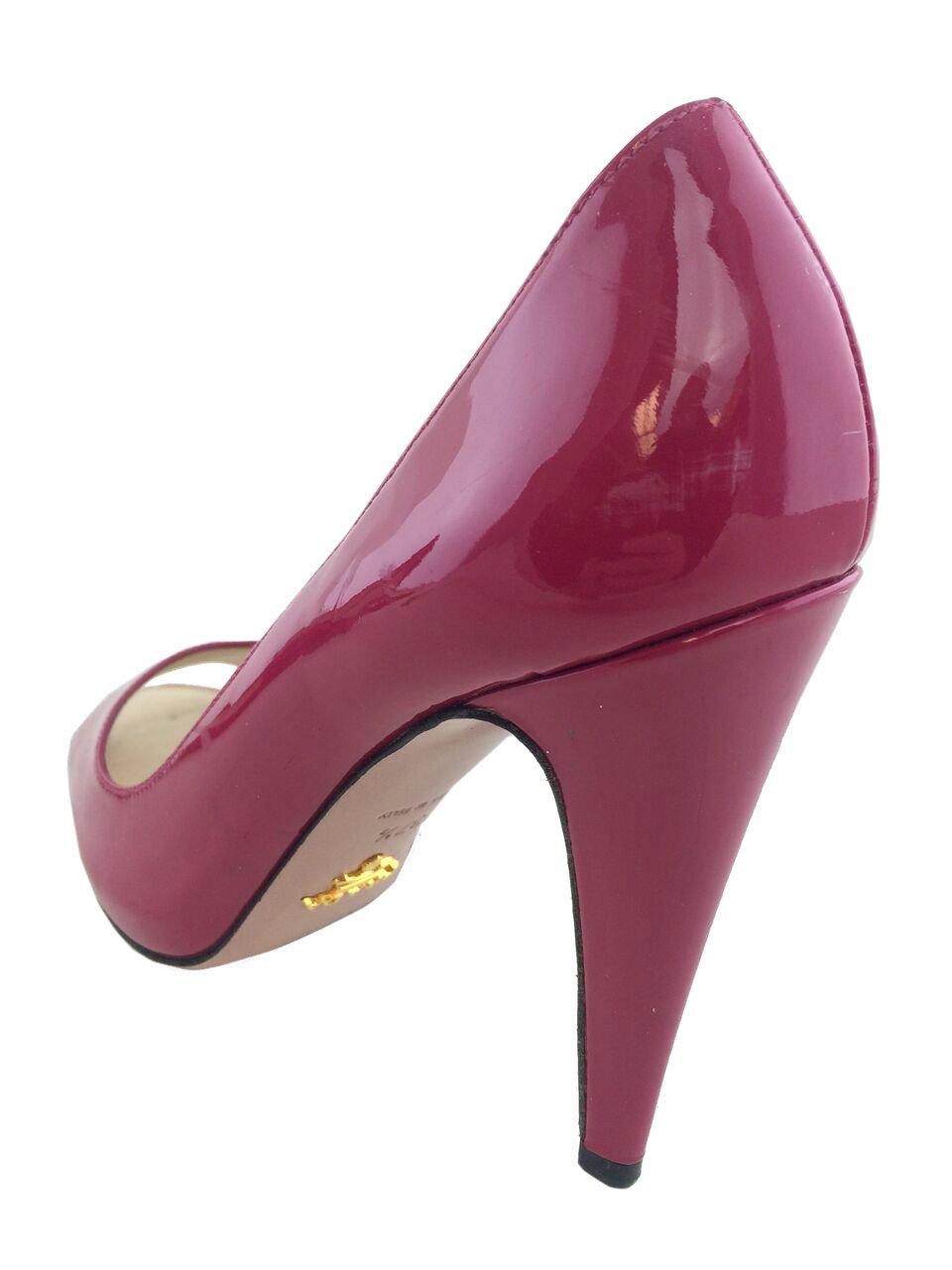 Prada Patent Leather Peep Toe Platform Pumps Women's Size 7.5 US | Luxury High Heels for Parties, Weddings & Evening Events