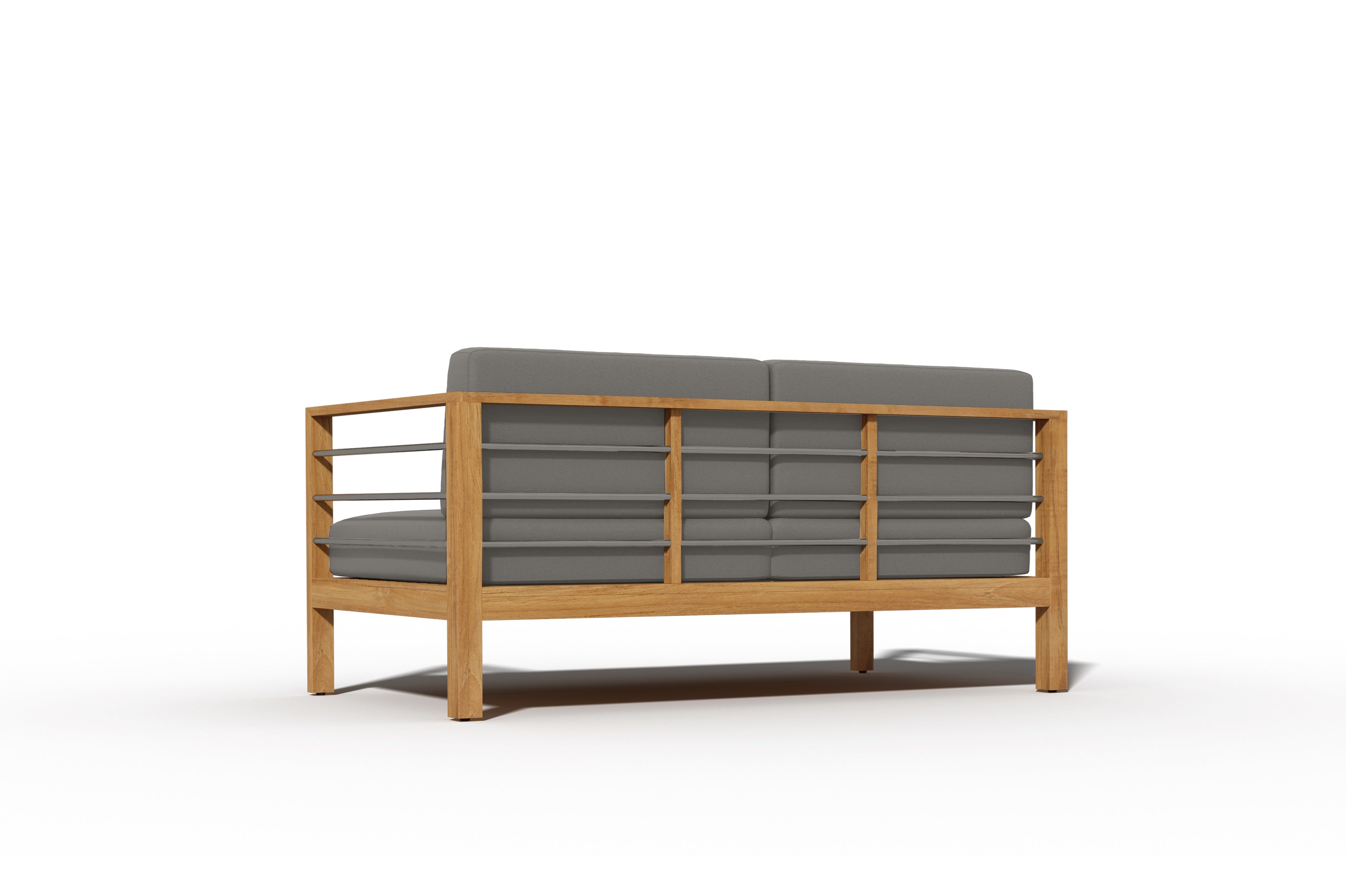 Leon 3-Person Teak Outdoor Sofa Set with Weather-Resistant Sunbrella Charcoal Cushions - Perfect for Patio, Garden, Poolside & Backyard Relaxation