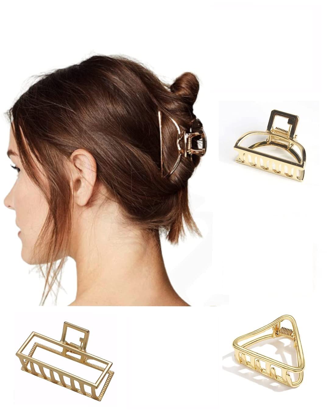 Agnirva 6-Pack Metal Hair Claw Clips for Women - Multi-Design Banana Hair Clips, Non-Slip Hair Accessories (4.5 x 4.3 cm) - Perfect for Ponytails, Buns & Everyday Hairstyles