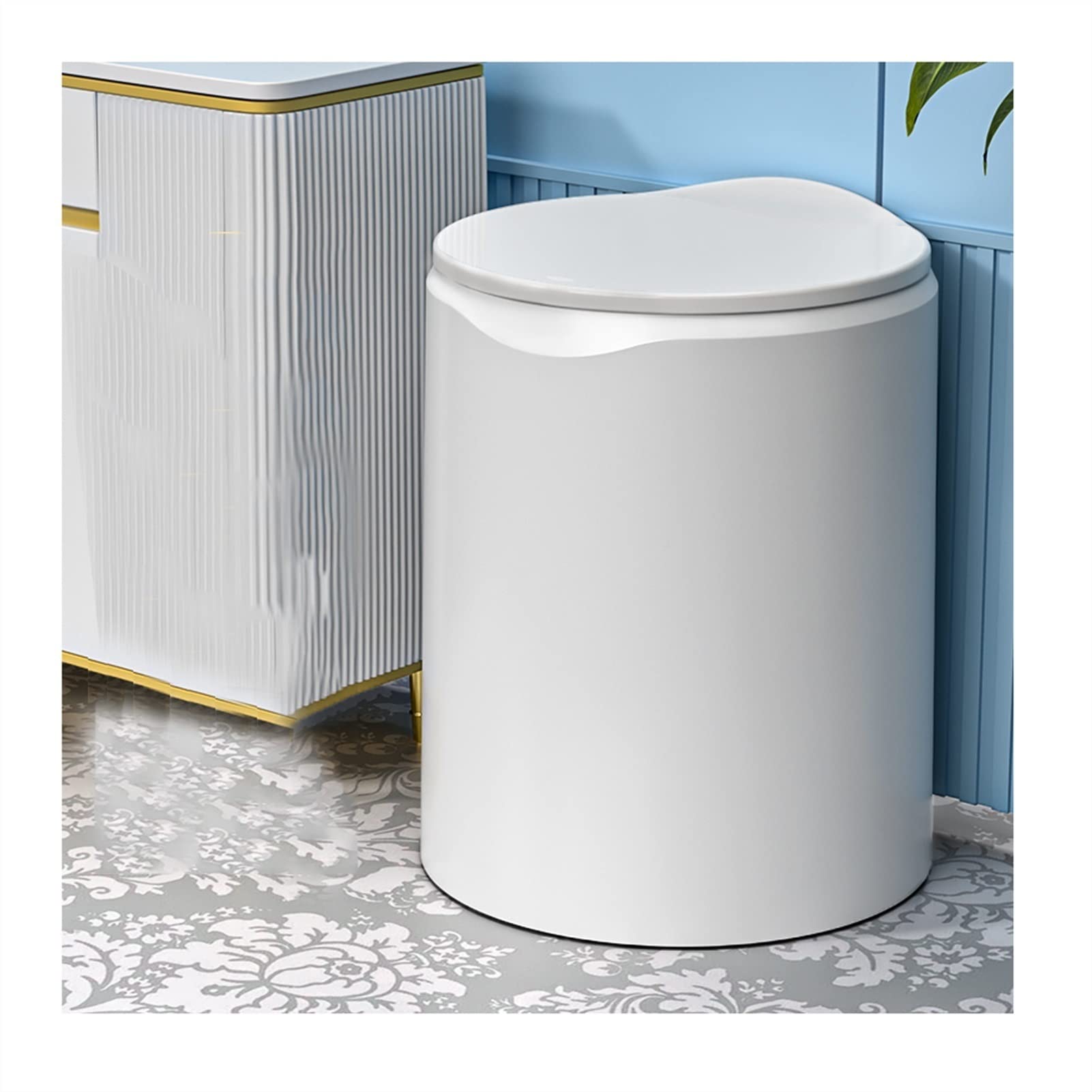 Small Trash Can with Lid - 1.5 Gallon Compact Garbage Bin for Kitchen, Bathroom, Living Room & Office - Odor-Proof & Space-Saving White Waste Basket - Perfect for Under Sink, Desk, or Toilet Use