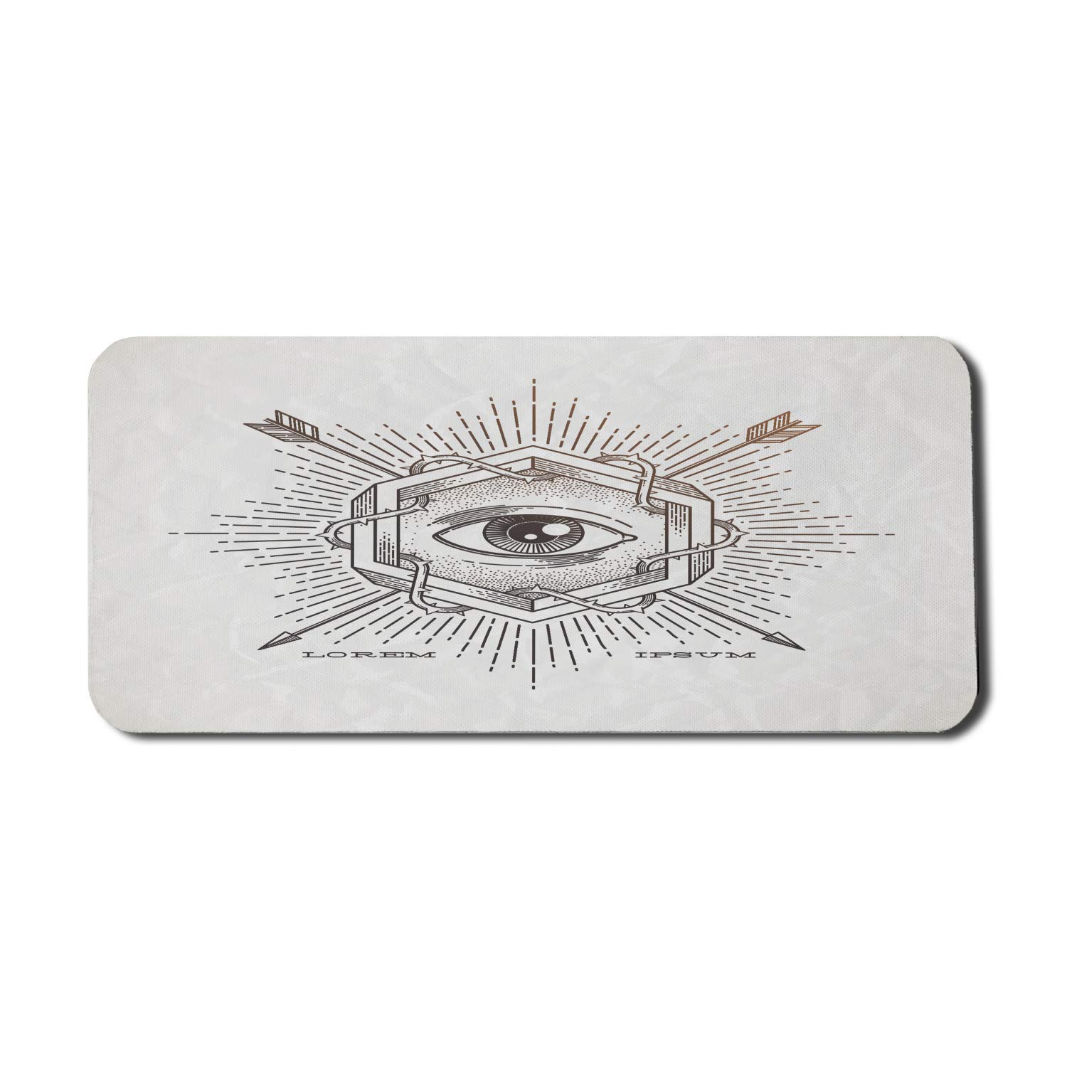 Ambesonne Occult Computer Mouse Pad - Third Eye Geometric Hexagon Design with Grunge Effects & Arrows, Non-Slip Rubber Gaming Mousepad (35