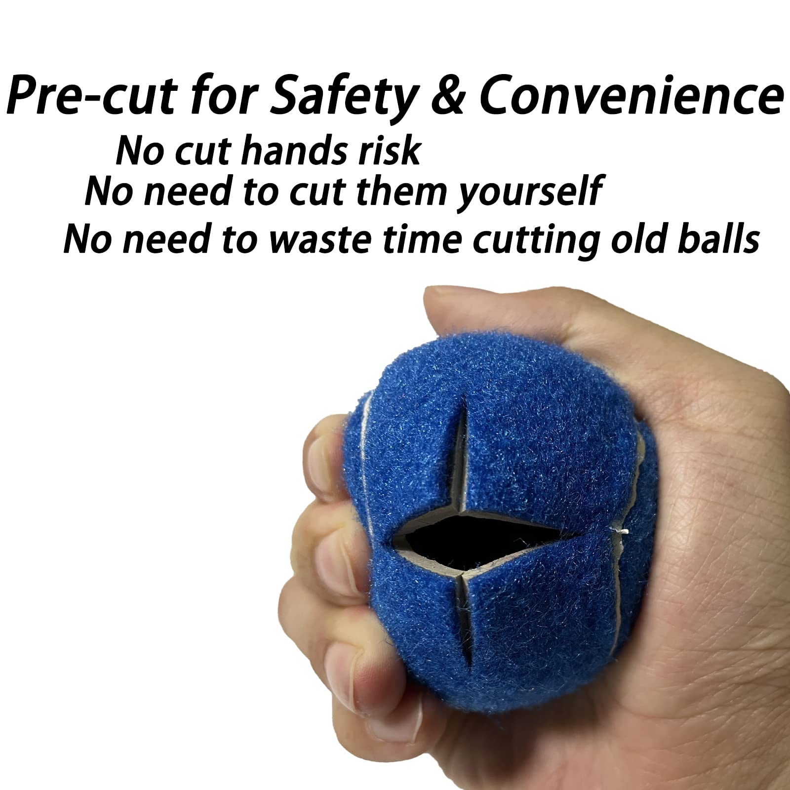 **Pre-Cut Walker Tennis Ball Glides - 4 Pack Heavy Duty Universal Walker Leg Caps with 2 Inch Precut Opening for Easy Installation (Blue) - Ideal for Seniors, Mobility Aid, and Walker Stability on Hard Floors**