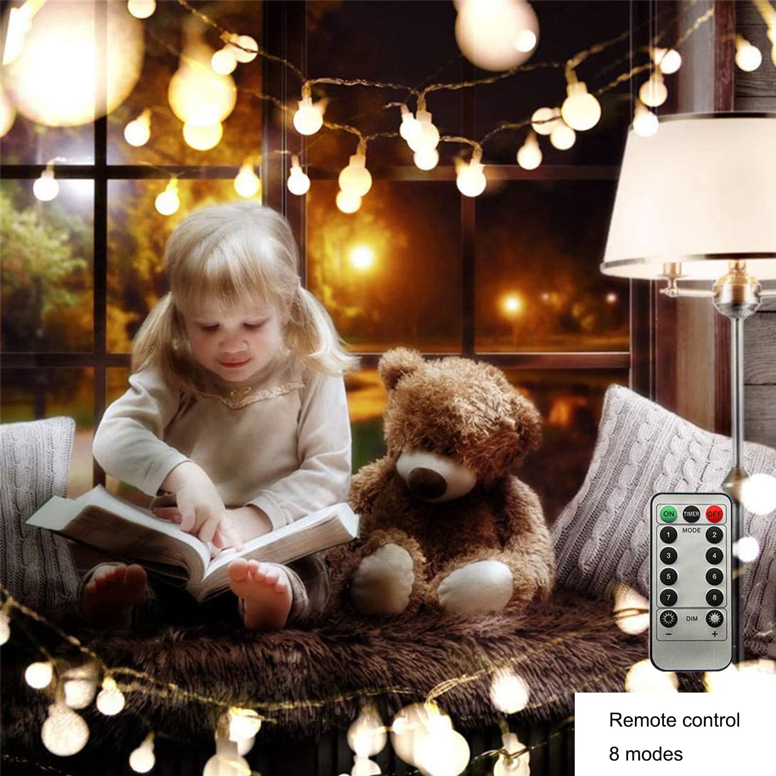 ZIMINGU 19.6FT 40LED Waterproof USB Fairy String Lights with Remote - Warm White LED Globe Lights for Indoor/Outdoor Decor, Wedding, Christmas Tree, Party, Patio & Balcony Lighting | Perfect for Bedroom, Garden, Backyard and Holiday Decorations