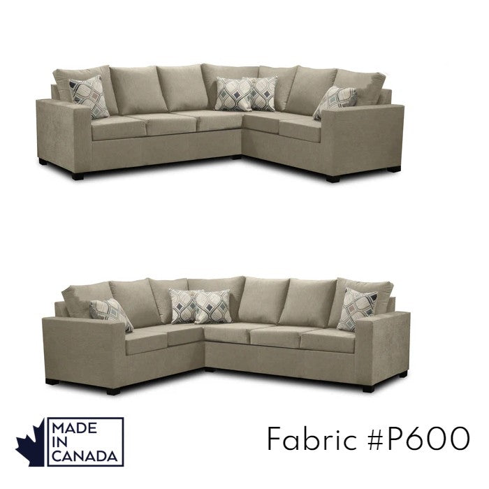 Canadian Made 3 x 2 Sectional Sofa with LHF/RHF Configuration - 17 Color Options for Living Room, Family Room & Home Theater Comfort