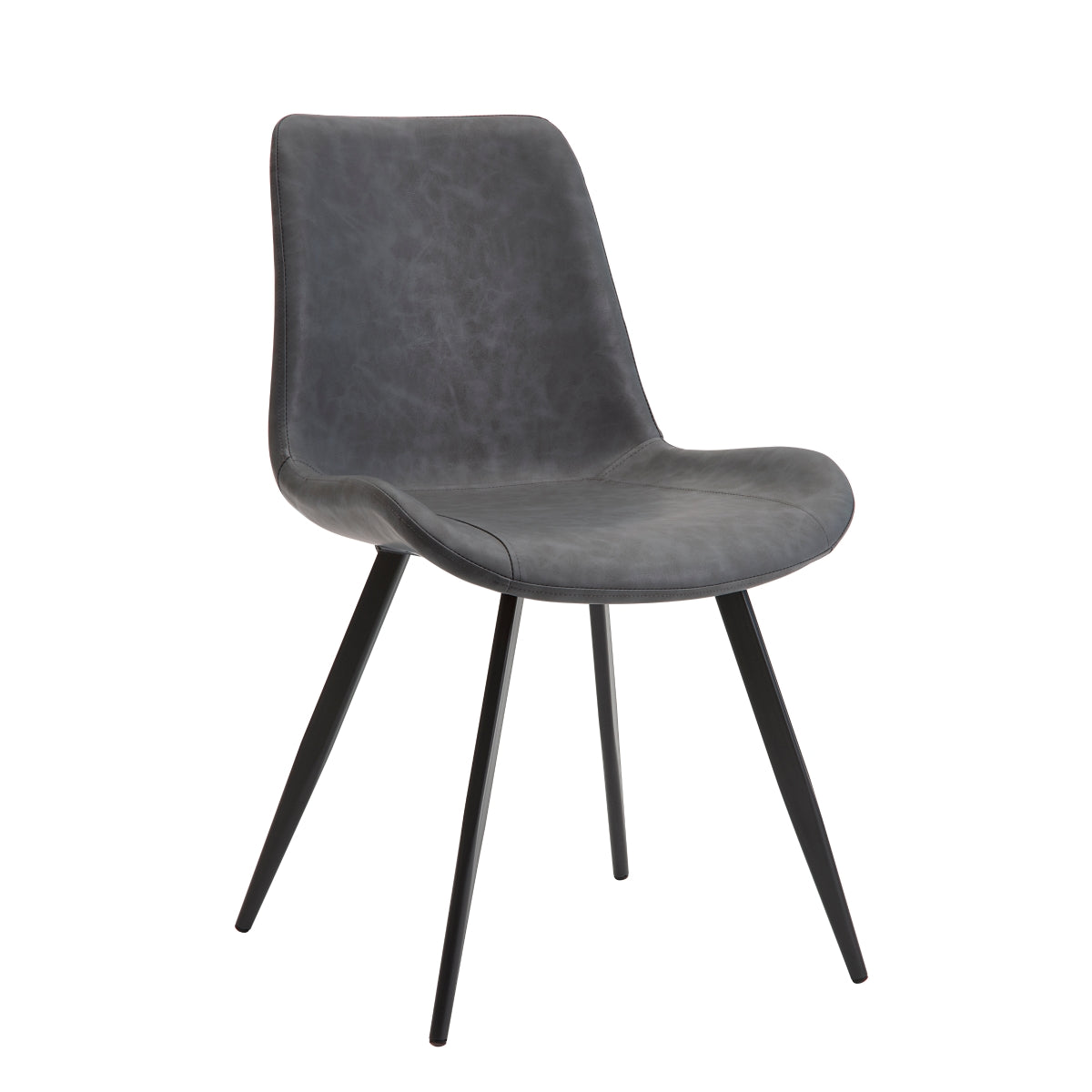 Modern Grey Faux Leather Dining Chairs with Black Metal Legs - Set of 2 for Kitchen, Dining Room, Office or Living Room