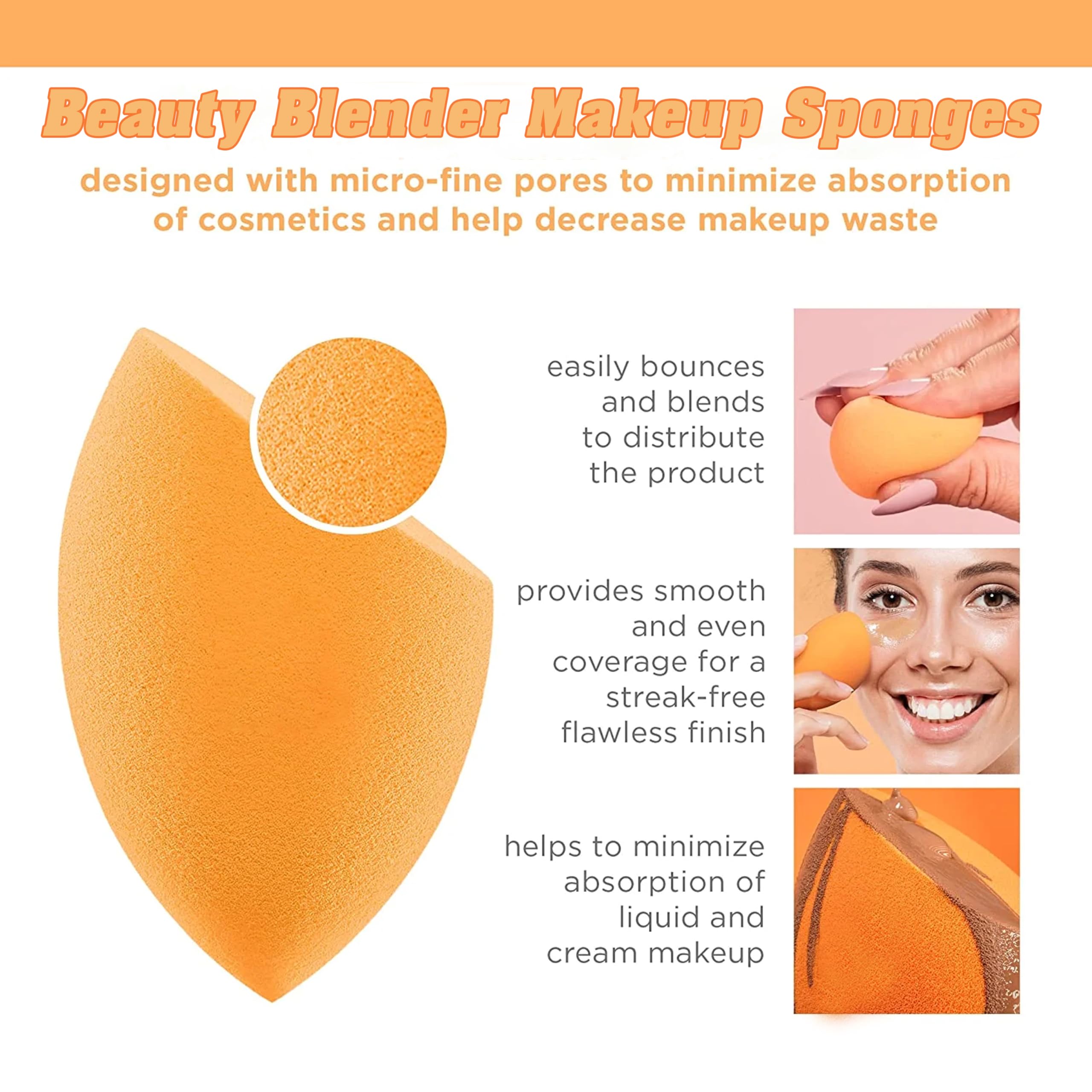 3PCs Ultimate Makeup Blender Sponge Set - Professional Beauty Blender for Flawless Foundation & Concealer Application - Soft Makeup Sponges for Liquid, Cream & Powder - Perfect for Daily Makeup & On-The-Go Touch Ups