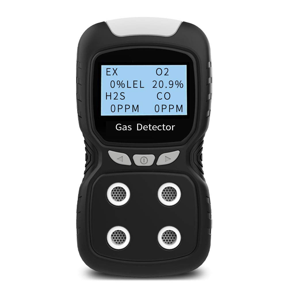 XLA Alert Portable Gas Detector - 4 Gas Monitor with LCD Display | Rechargeable Air Quality Tester for CO, O2, H2S & LEL Detection | Sound & Light Alarms | 2-Year Warranty | Ideal for Industrial Safety, Construction Sites & Home Air Quality Monitoring