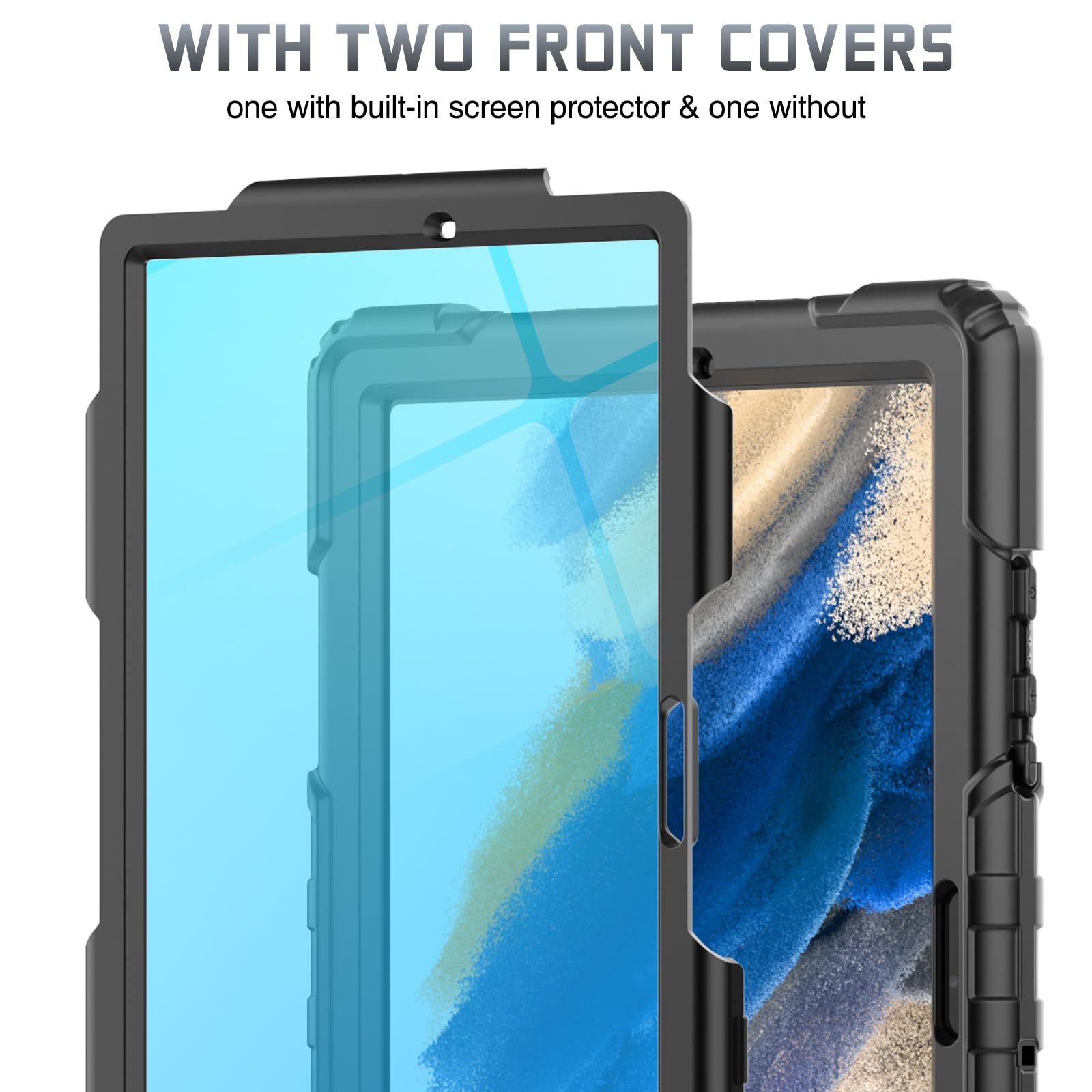 SIBEITU 360 Rotating Protective Case for Samsung Galaxy Tab A8 10.5 Inch 2022 (SM-X200/X205/X207) - Includes Screen Protector, Pencil Holder, Adjustable Stand & Hand Strap | Perfect for Work, School & Travel