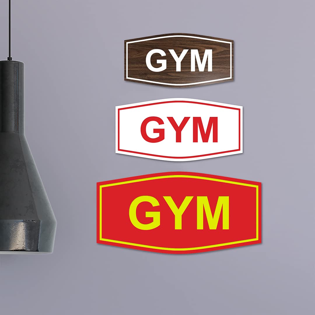 ByLITA Fancy Gym Sign - Medium Size Red Metal Wall Decor for Fitness Center, Home Gym & Workout Room