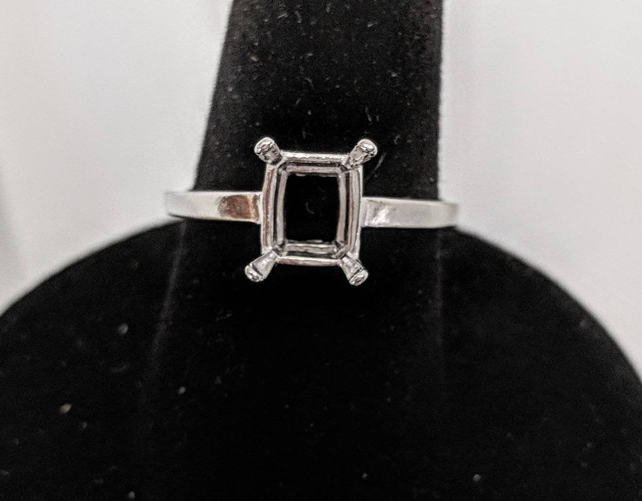 Sterling Silver Emerald Cut Pre-Notched Blank Ring Settings - 6x4mm, 7x5mm, 8x6mm - Sizes 6, 7, 8 - Perfect for DIY Jewelry Making, Engagement Rings, and Wedding Bands