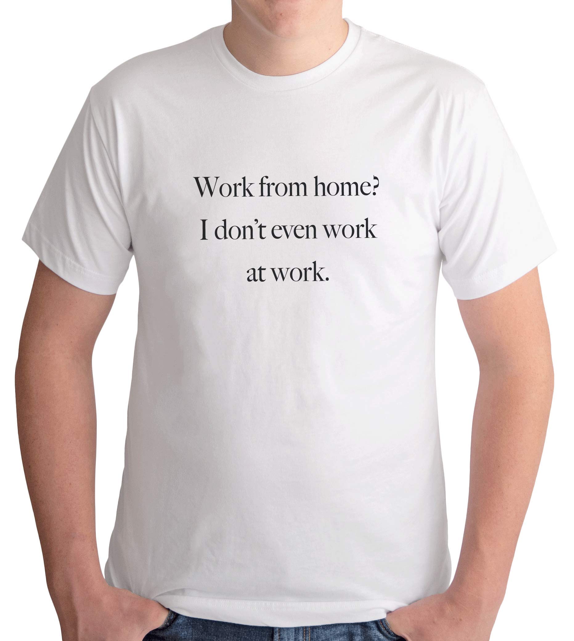 7 Ate 9 Apparel Men's Funny Work From Home Quarantine T-Shirt - Comfortable Cotton White Tee for Remote Workers, Gamers & Stay-at-Home Dads
