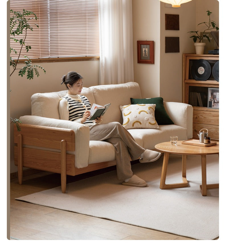 Solid Oak Wood Sofa - Modern High Back Design for Living Room, Lounge & Office - Durable & Stylish Furniture for Home Decor