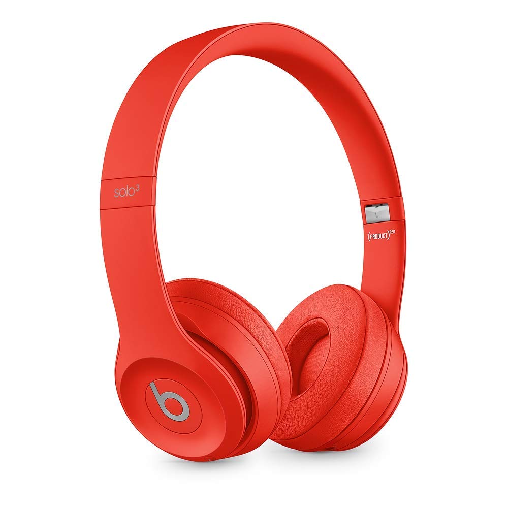 Beats Solo3 Wireless On-Ear Headphones by Dr. Dre - Bluetooth Headset with Apple W1 Chip, 40 Hours Playtime, Built-in Mic (Renewed, Red) - Perfect for Gym, Travel & Music Lovers