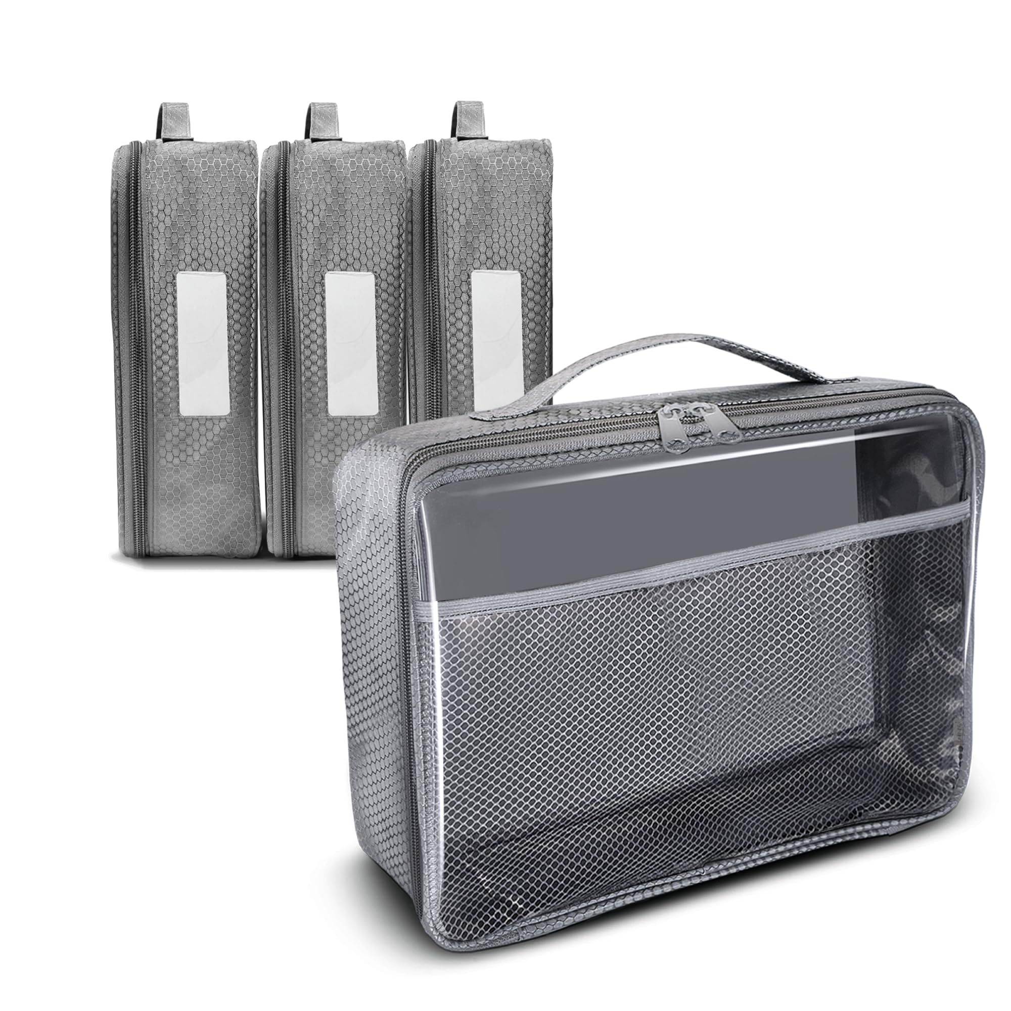 **Large 4-Piece Grey Toy Storage Bags – Portable Organizer for LEGO, Kids Toys & Travel | Car, Home & On-the-Go Organization Solution**
