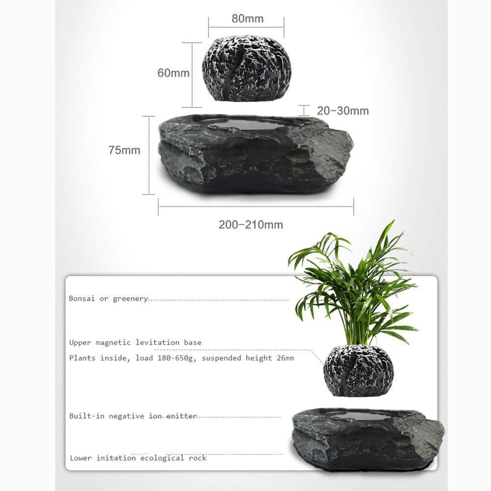 Magnetic Floating Flower Pot - Levitating Air Bonsai Planter with Creative Design for Home & Office Decor - Unique Gift Idea for Plant Lovers (Black) | Perfect for Modern Living Rooms, Office Desks, and Zen Spaces