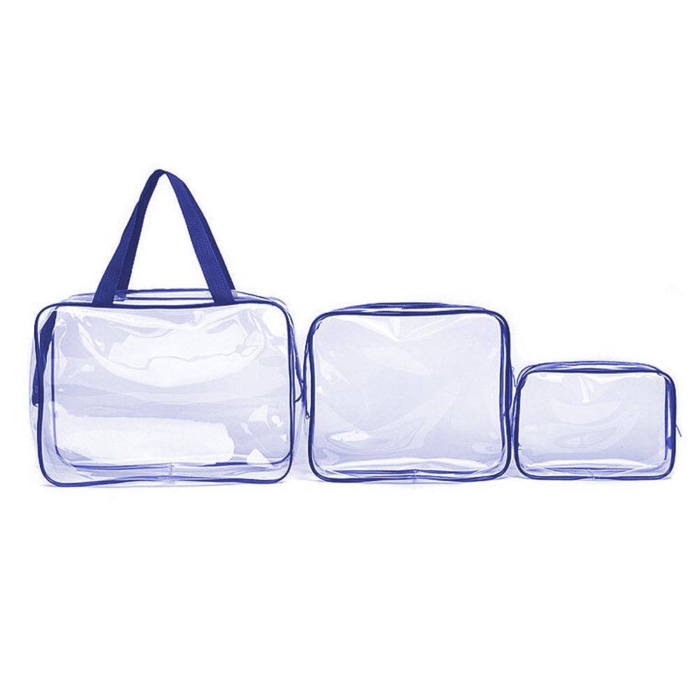 Clear PVC Travel Toiletry Bag - 3-in-1 Waterproof Makeup Organizer with Brush Holder for Men & Women | Perfect for Carry-On, Business Trips & Bathroom Organization