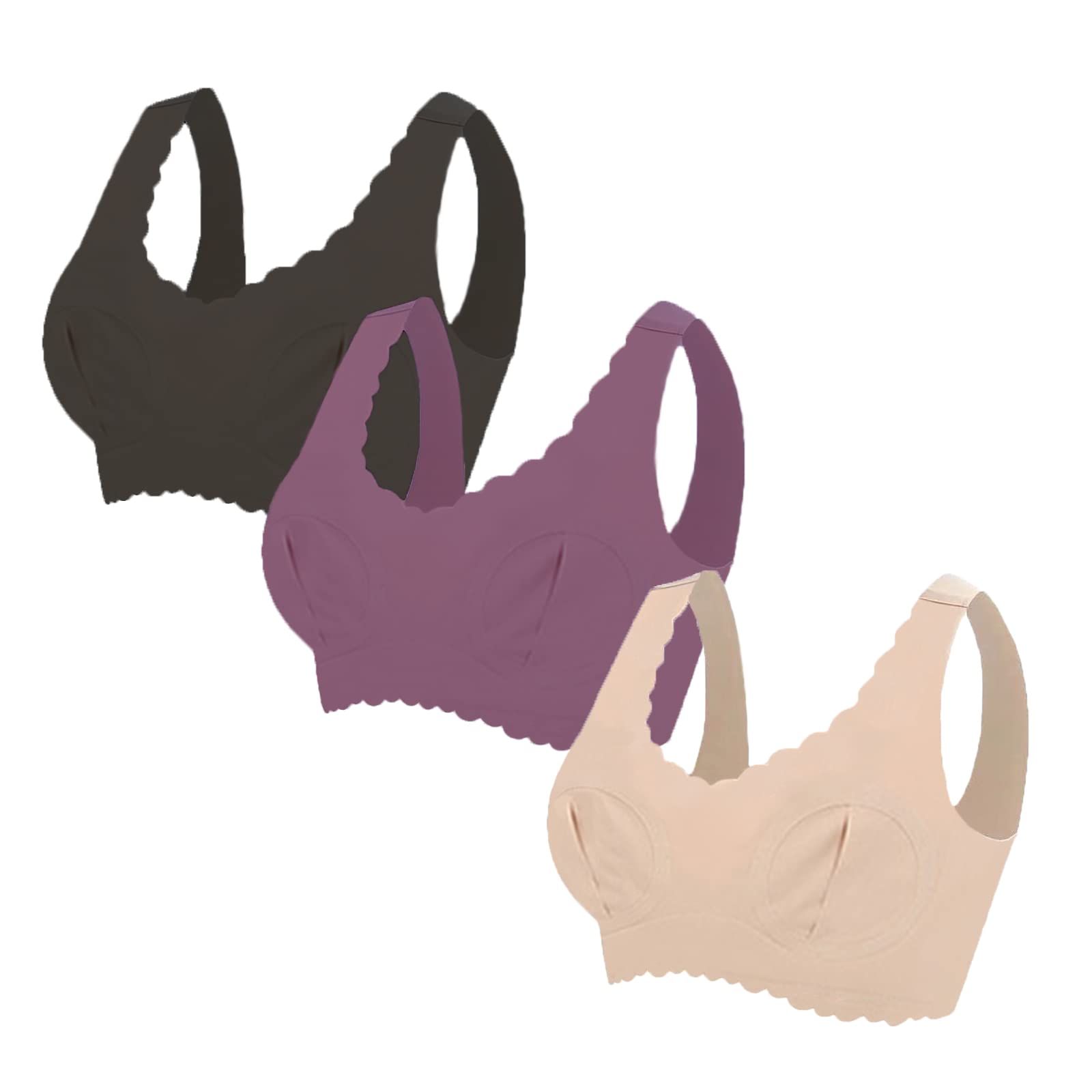 3 Pack Hands Free Pumping Bra - Seamless Nursing Bras for Maternity & Breastfeeding - Comfortable Padded Bralette for Work, Travel & Daily Use