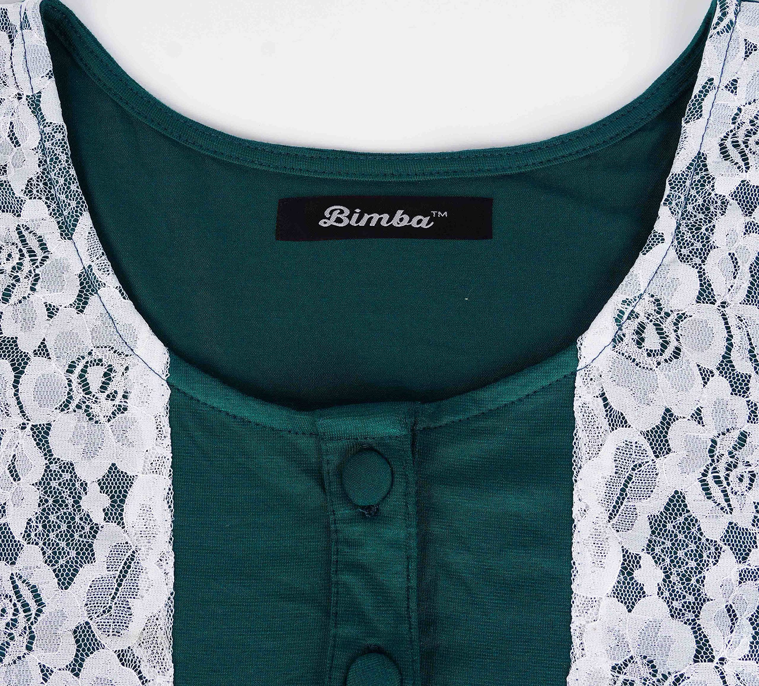 Bimba Women's 2-Piece Solid Nightwear Set - Lace Top & Pajama Pants for Comfortable Sleepwear & Lounge Wear at Home