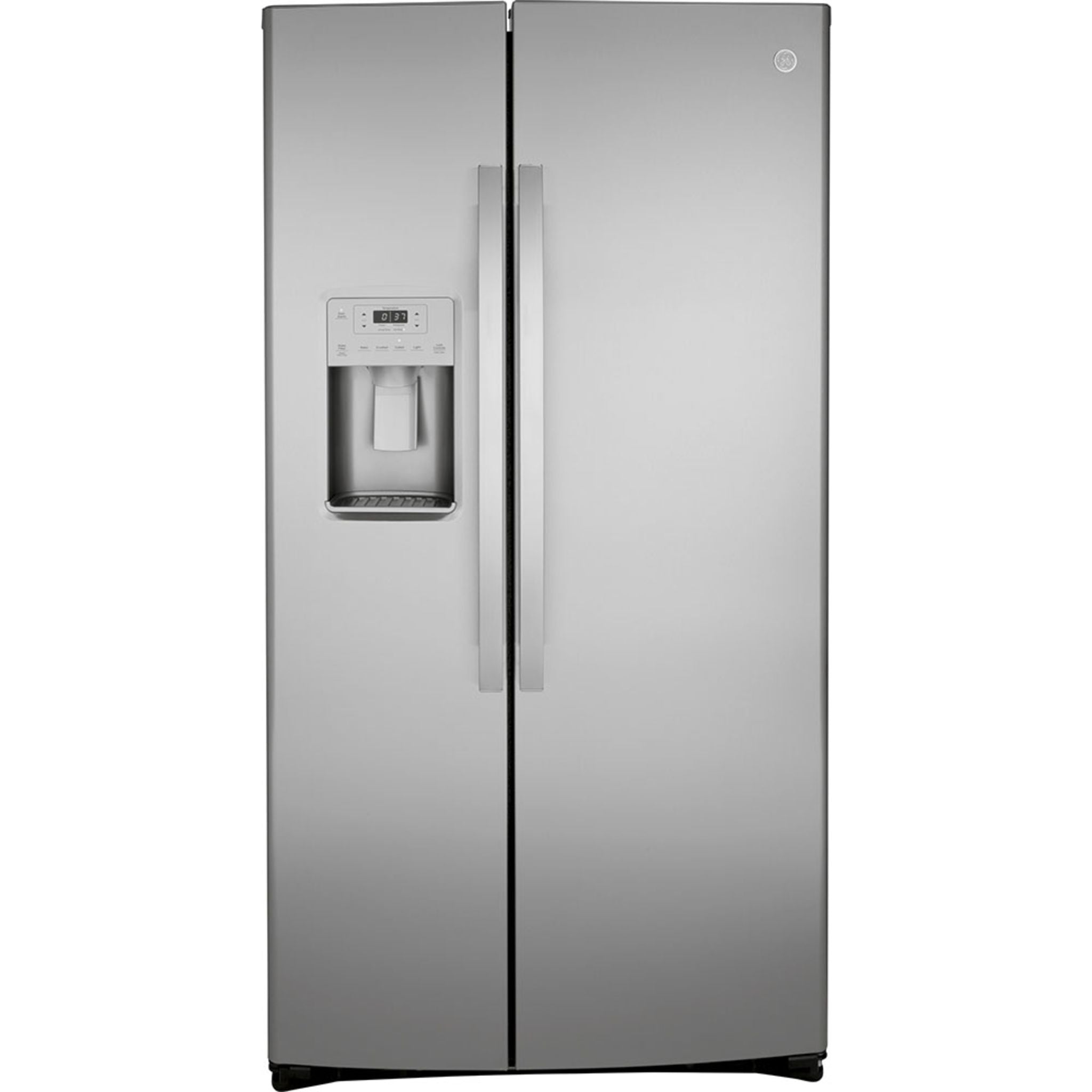 GE 25.1 Cu. Ft. Side By Side Refrigerator in Stainless Steel - GSS25IYNFS | Energy Efficient French Door Fridge with Spacious Interior for Modern Kitchen & Family Use
