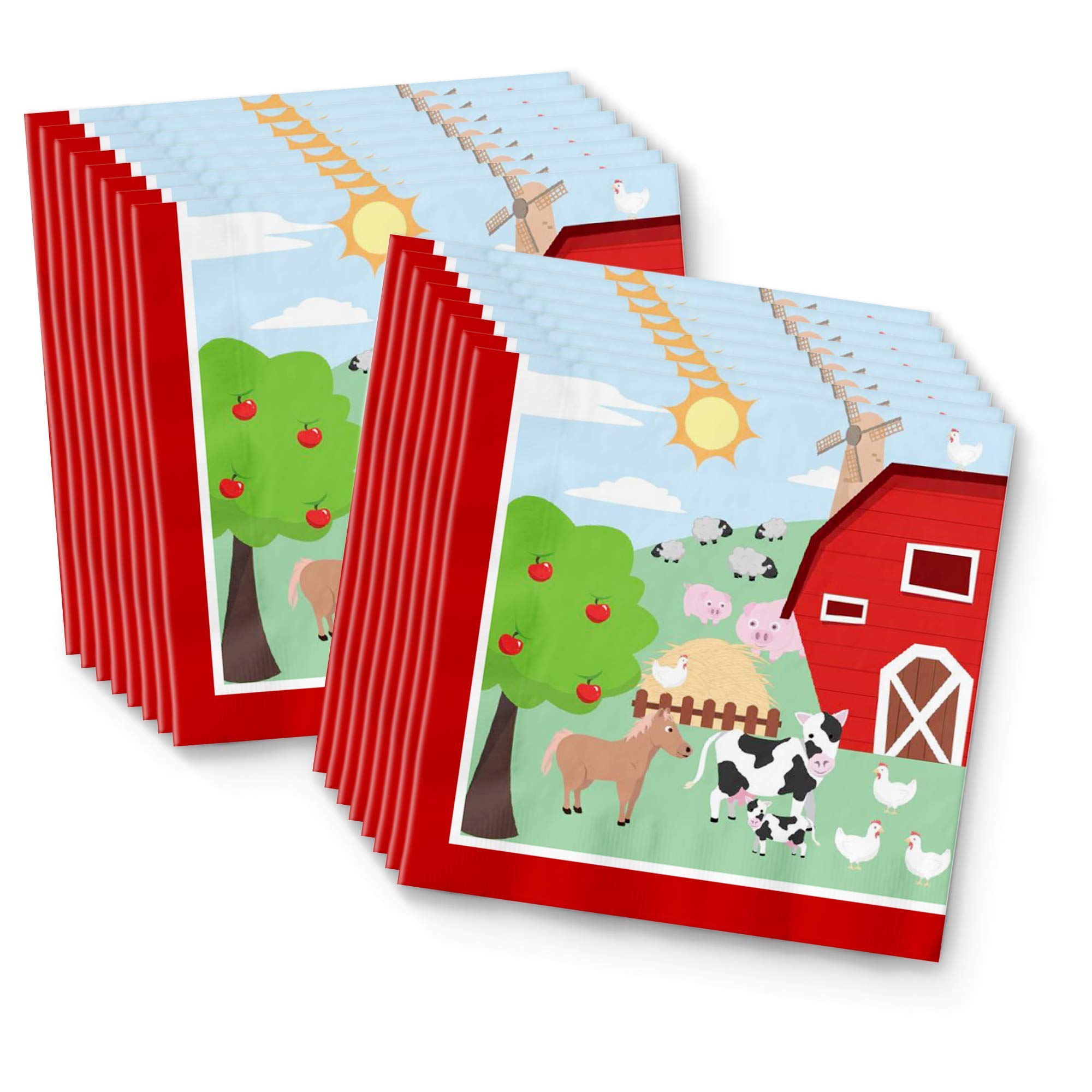 Barnyard Farm Animals Birthday Party Supplies Set - 16-Piece Tableware Kit with Plates, Napkins & Cups for Kids' Farm-Themed Parties