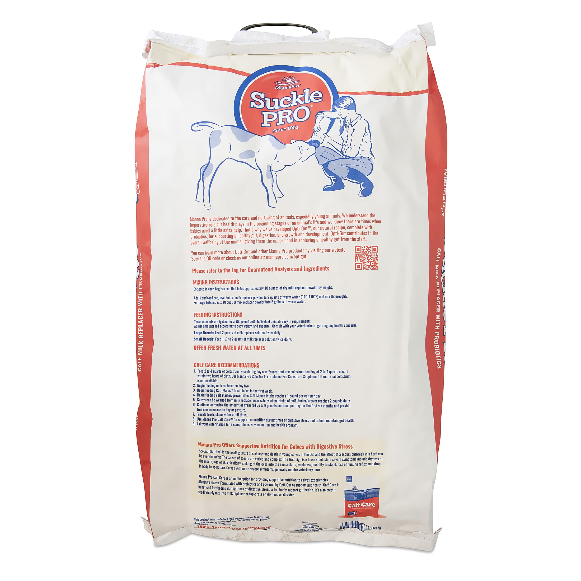 Manna Pro Suckle Pro Calf Milk Replacer - 22% High Protein Powder with Probiotics for Newborn Calves - 25 lb Bag - Ideal for Dairy Farm, Livestock Nutrition & Calf Growth