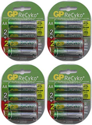 GP 16 AA NiMH Rechargeable Batteries 1.2V 2100mAh Pre-Charged - Power Your Cameras, Flashlights, Toys & Electronic Devices (Pack of 16)