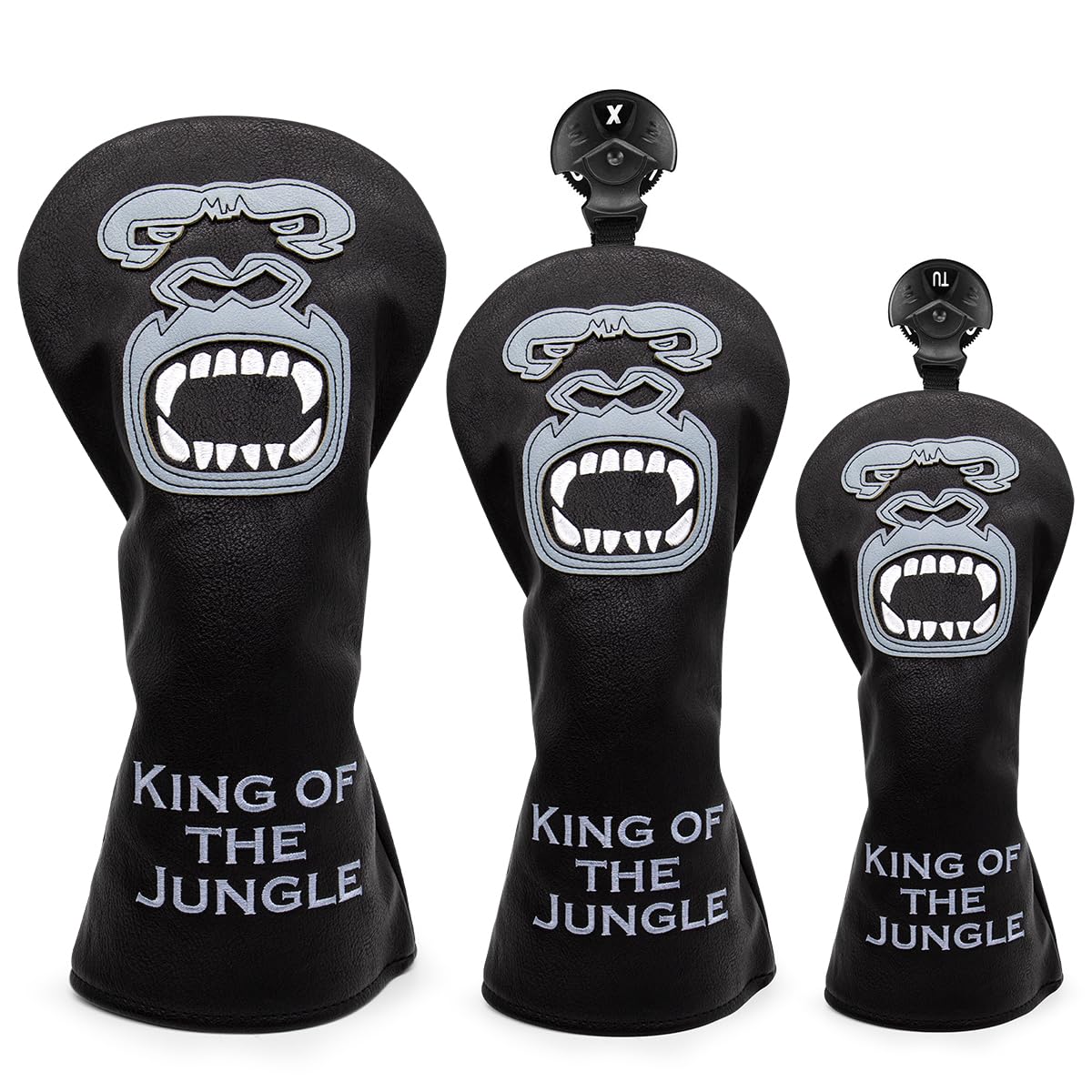 Premium Leather Golf Club Headcovers Set - Funny Gorilla Style Driver, Fairway Wood & Hybrid Head Covers with Interchangeable Number Tags | Perfect Golf Gift for Men & Women | Ideal for Course Play, Tournaments & Practice Sessions