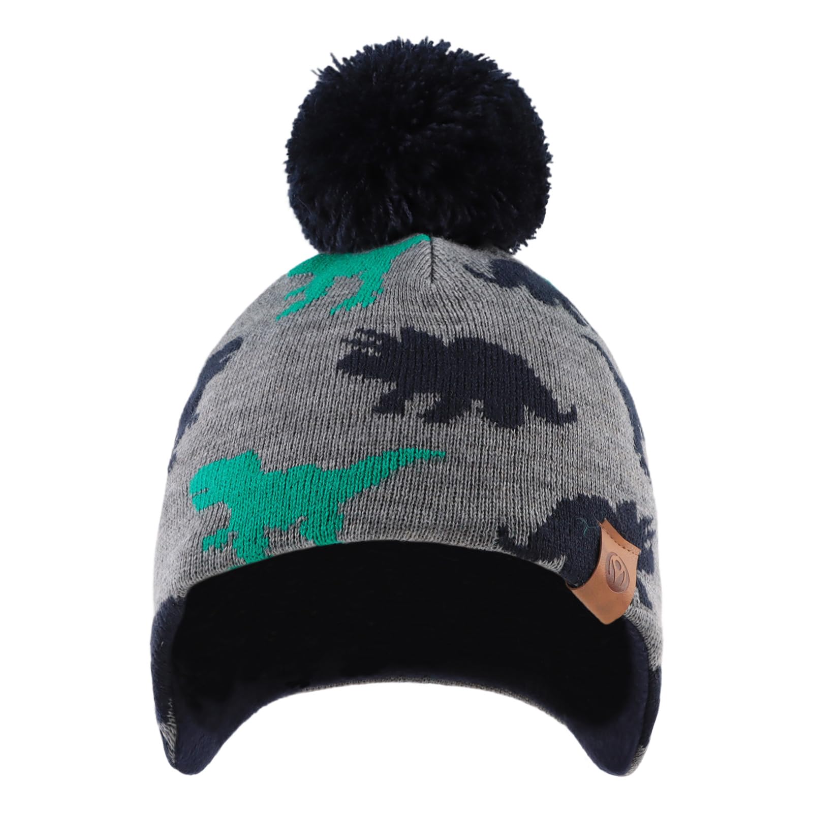 Warm Fleece-Lined Christmas Earflap Baby Beanie Hat for Girls & Boys (6M-3Y) - Cozy Knitted Winter Hat with Pompom - Perfect for Holiday Photos & Outdoor Winter Activities