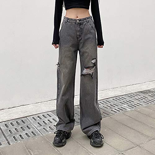 KMBANGI Women's High Waisted Wide Leg Denim Jeans - Straight Fit Baggy Trousers for Casual Wear | Y2K Street Fashion | Perfect for Everyday Outfits, Parties & Retro Style Looks