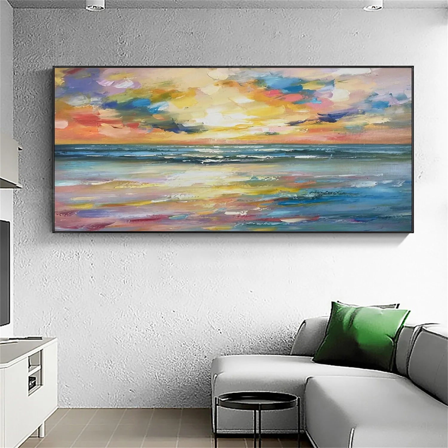 Ocean and Sky Painting #OS 166 - Handmade Seascape Wall Art for Home & Office Decor - Perfect for Living Room, Bedroom, or Beach House