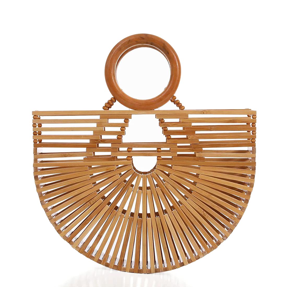 Eco-Friendly Women's Bamboo Handbag - Natural Handwoven Top Handle Tote Purse for Summer, Beach & Travel | Sustainable Fashion Accessory for Casual Outings & Shopping