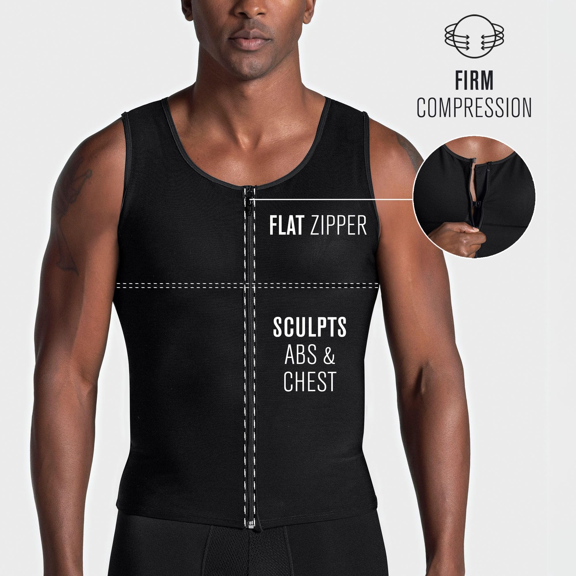 Men's Leo Compression Vest - Tummy Control & Posture Corrector Shapewear for Back Support - Slimming Body Shaper for Workout, Office & Everyday Wear